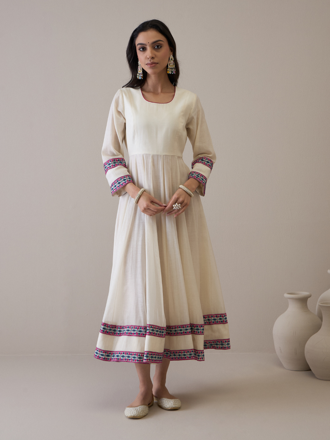 Resham Embroidered Kurta Set with Jacket at Kamakhyaa by RoohbyRidhimaa. This item is Avani by RoohbyRidhimaa, Ethnic Wear, Kurta Pant Sets, Pure Chanderi, Regular Fit, Resham Embroidered, Toxin free, White