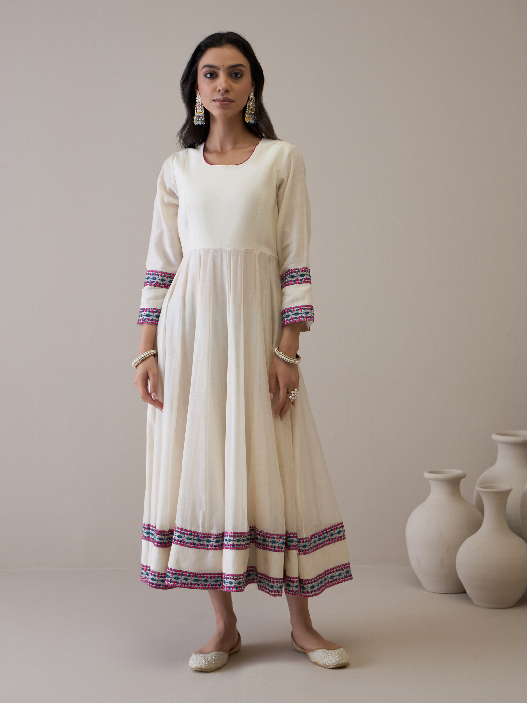 Resham Embroidered Kurta Set with Jacket at Kamakhyaa by RoohbyRidhimaa. This item is Avani by RoohbyRidhimaa, Ethnic Wear, Kurta Pant Sets, Pure Chanderi, Regular Fit, Resham Embroidered, Toxin free, White