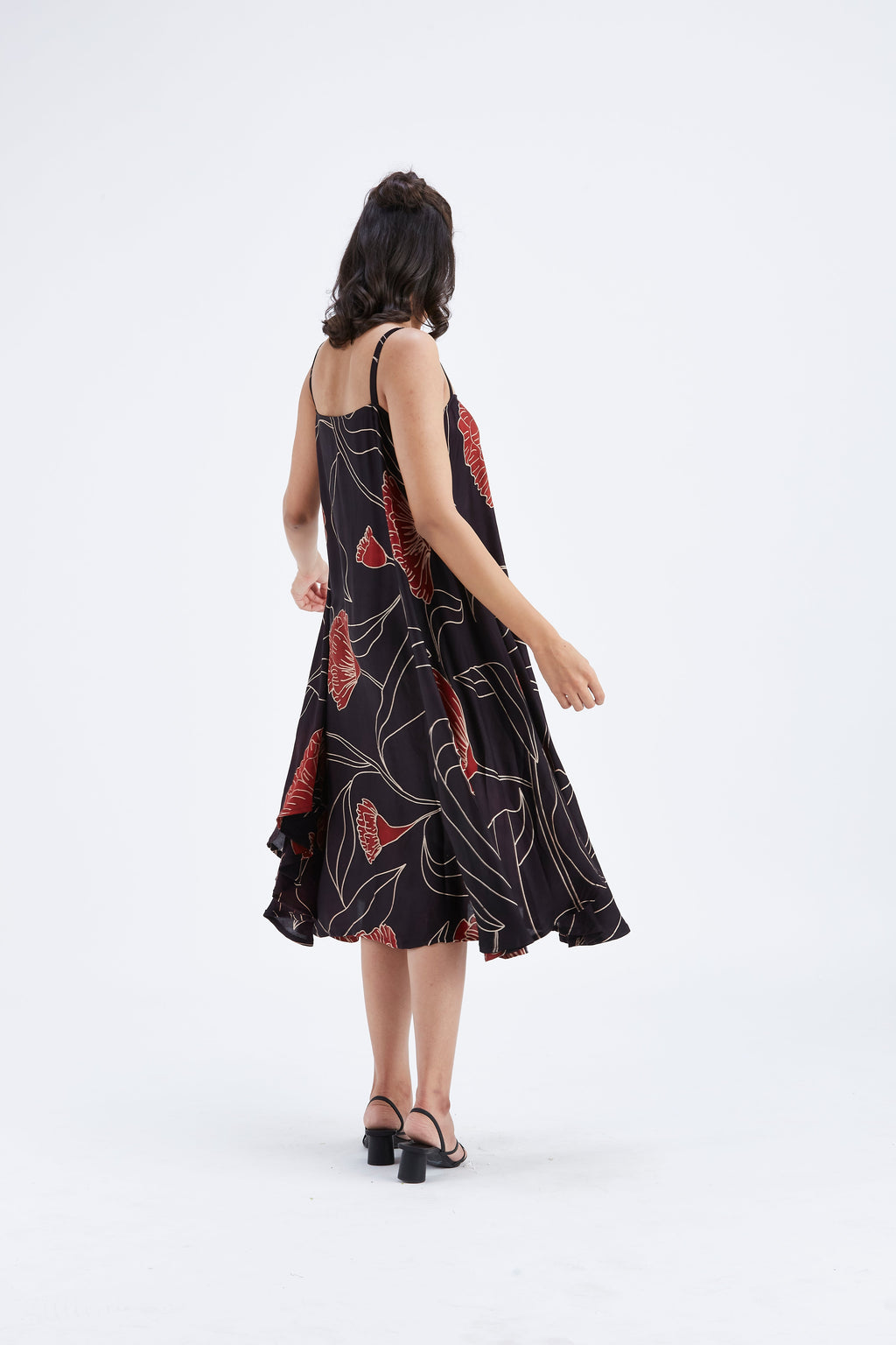 Reya Black Floral Hand Printed Cotton Dress at Kamakhyaa by Hasttvam. This item is Black, Cotton, Ete by Hasttvam, Floral Prints, Fusion Wear, Hand Printed, Womenswear