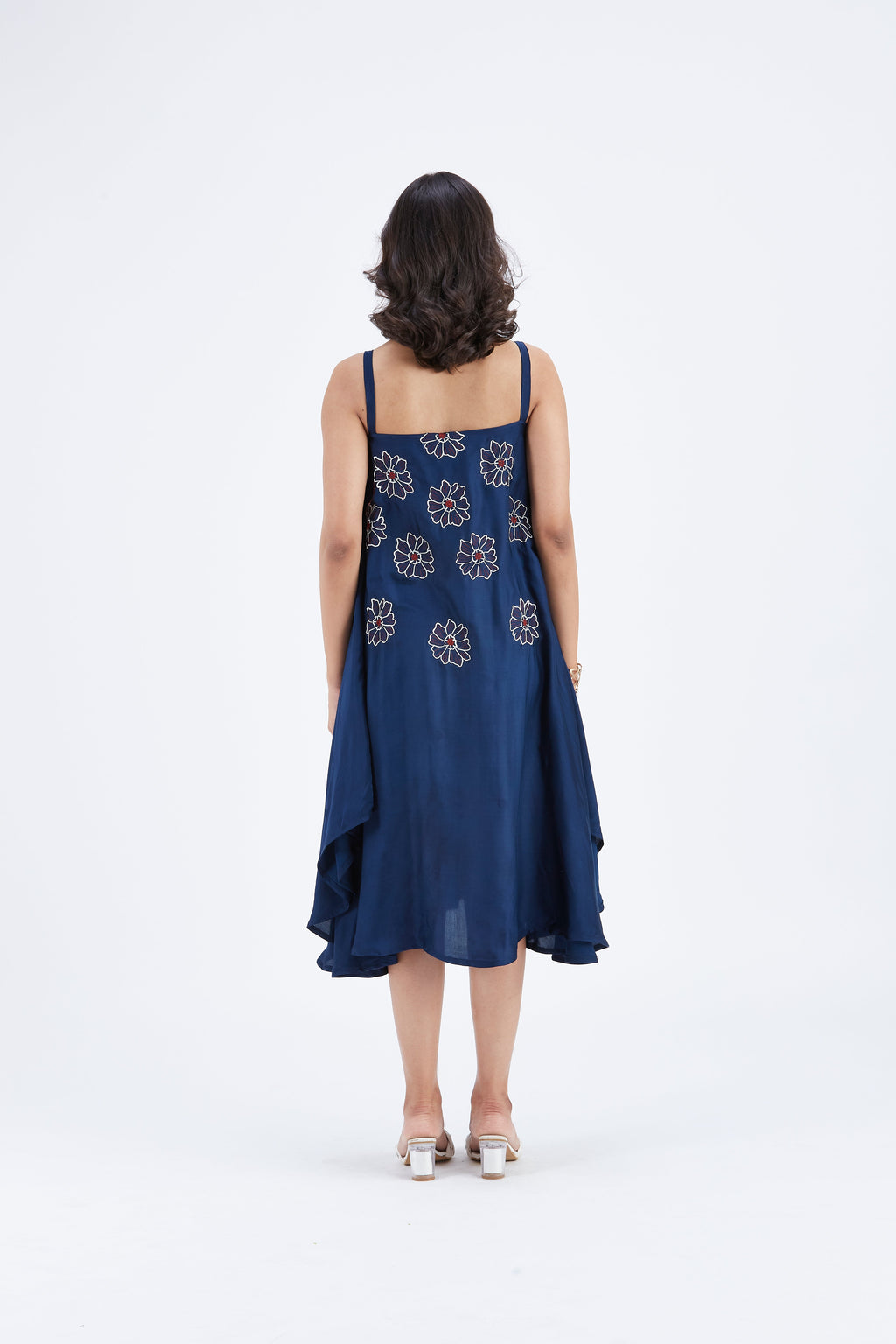 Reya Indigo Floral Hand Printed Modal Dress at Kamakhyaa by Hasttvam. This item is Ete by Hasttvam, Floral Prints, Fusion Wear, Hand Printed, Indigo, Modal, Womenswear