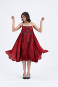 Reya Red Floral Hand Printed Cotton Dress at Kamakhyaa by Hasttvam. This item is Cotton, Ete by Hasttvam, Floral Prints, Fusion Wear, Hand Printed, Red, Womenswear