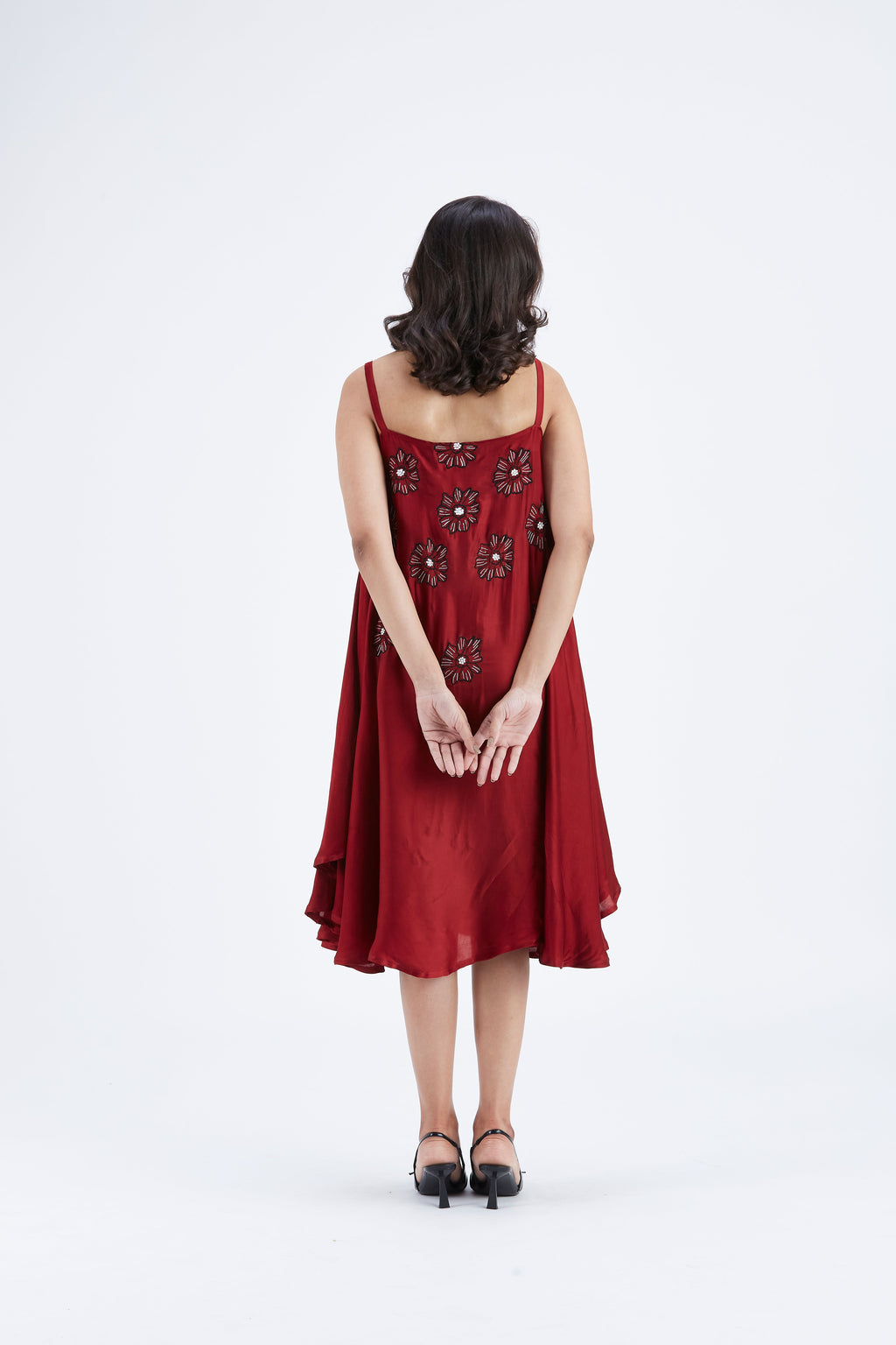 Reya Red Floral Hand Printed Cotton Dress at Kamakhyaa by Hasttvam. This item is Cotton, Ete by Hasttvam, Floral Prints, Fusion Wear, Hand Printed, Red, Womenswear