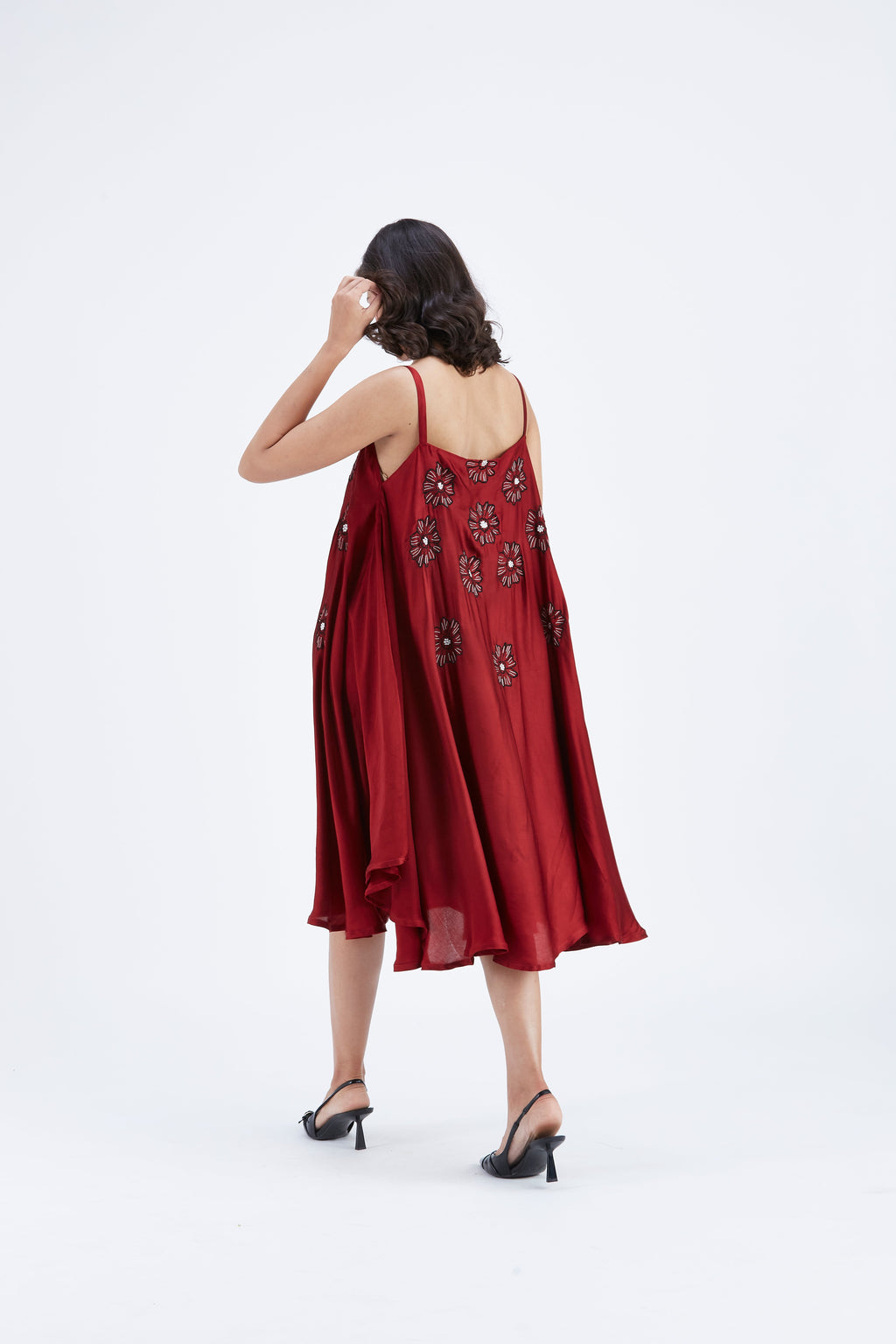 Reya Red Floral Hand Printed Cotton Dress at Kamakhyaa by Hasttvam. This item is Cotton, Ete by Hasttvam, Floral Prints, Fusion Wear, Hand Printed, Red, Womenswear