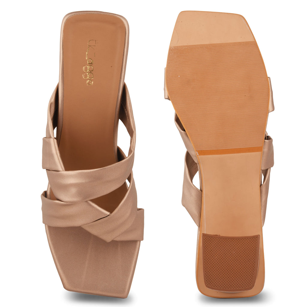 Rose Gold Metallic Party Heels at Kamakhyaa by EK_agga. This item is Cocktail Wedding, Diwali 2024, Evening Errands, Evening Special Footwear, Farewell Party, Gold, Heels, Iconic Threads of Emily Cooper, Iconic Threads of Margot Robbie, Less than $50, Metallic, Paris, Party Wear, Patent leather, Red, Regular Fit, Santorini, Solids, Square Toe Footwear, Vacation Wear, Vegan