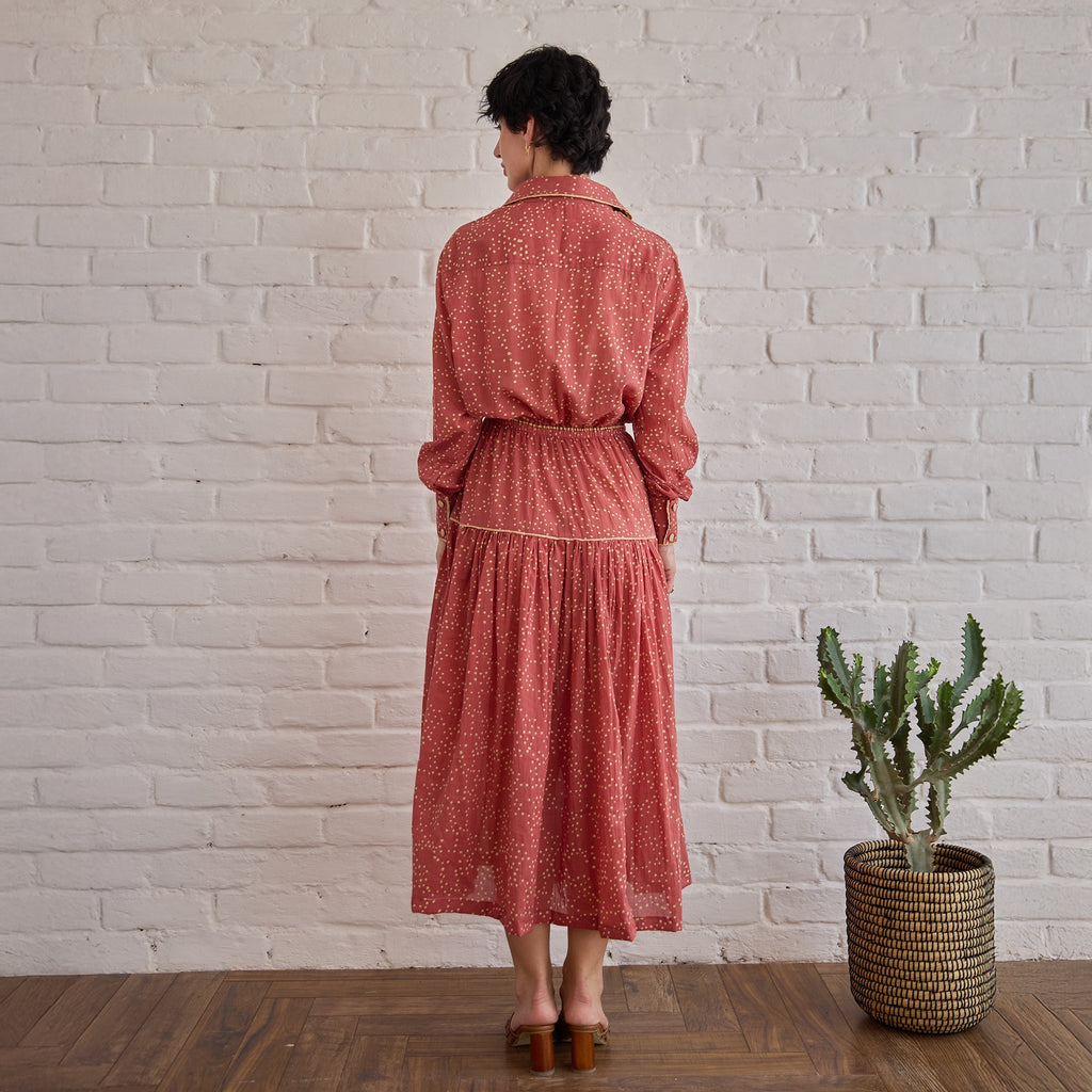 Rose Meadow Skirt at Kamakhyaa by Taro. This item is Artisan made, Cotton Mulmul, Red, Skirts, Under $200, Whispers of Summer by Taro
