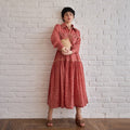 Rose Whisper at Kamakhyaa by Taro. This item is Artisan made, Cotton Mulmul, Red, Shirt Dresses, Whispers of Summer by Taro