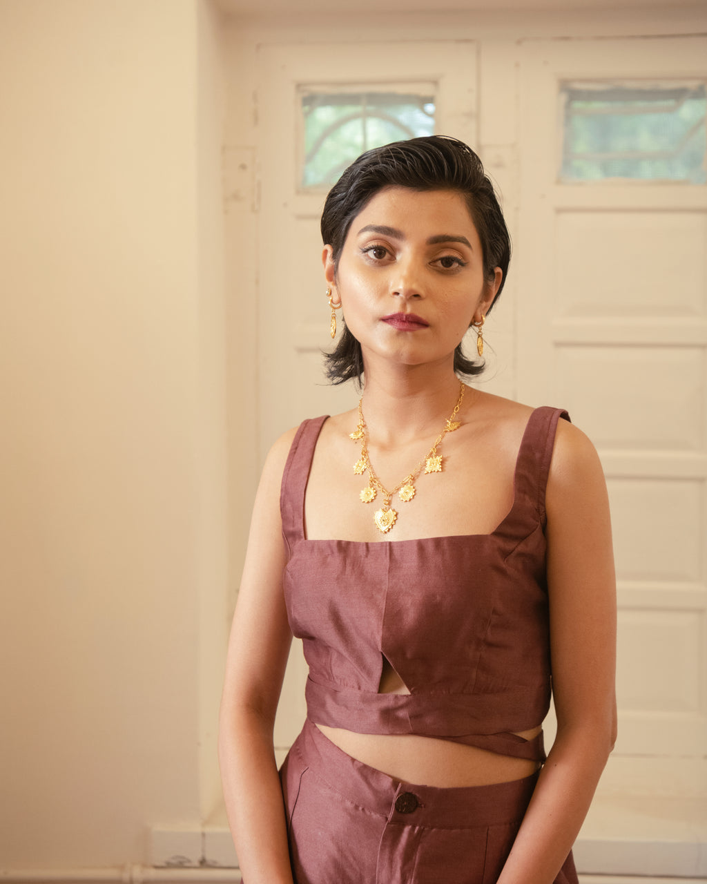 Rosewood Three Piece Set at Kamakhyaa by The Loom Art. This item is Casual Wear, Chanderi Silk, Co-ord Sets, Cotton Silk, July Sale, July Sale 2023, Lucid Dreams, Luicid Dream, Office, Office Wear, Office Wear Co-ords, Organic, party, Party Wear Co-ords, Pink, Relaxed Fit, Solids, Womenswear