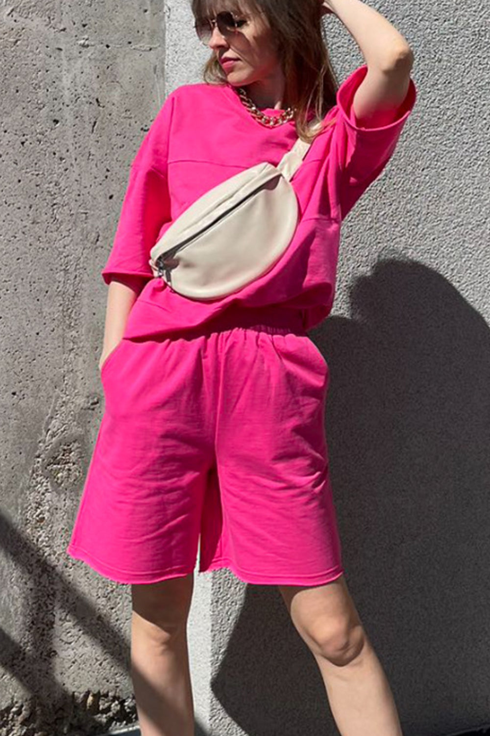 Round Neck Long Sleeve Top and Shorts Set at kamakhyaa.com by Trendsi. This item is Ship From Overseas, Under $50, X.L.J