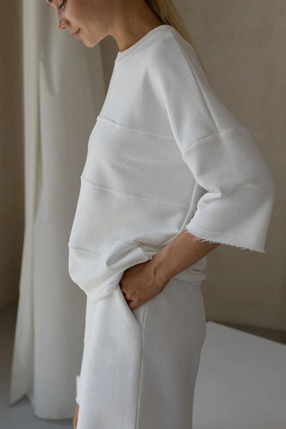 Round Neck Long Sleeve Top and Shorts Set at kamakhyaa.com by Trendsi. This item is Ship From Overseas, Under $50, X.L.J