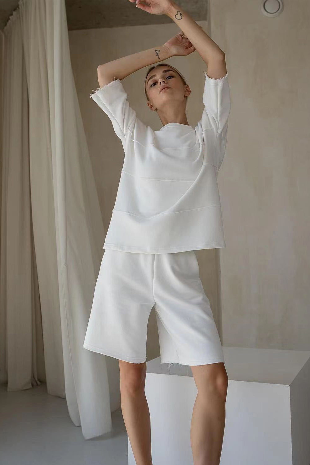 Round Neck Long Sleeve Top and Shorts Set at kamakhyaa.com by Trendsi. This item is Ship From Overseas, Under $50, X.L.J