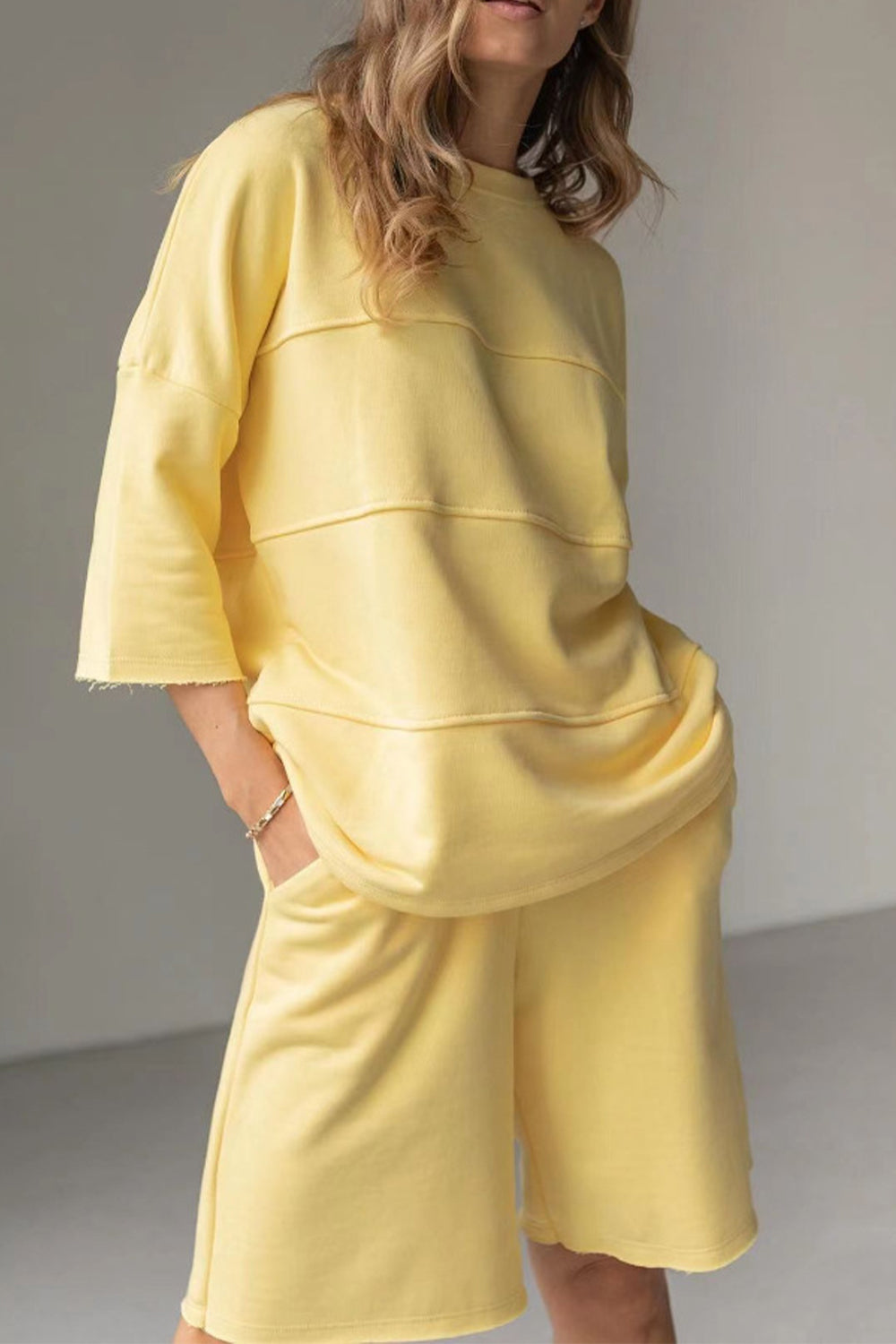 Round Neck Long Sleeve Top and Shorts Set at kamakhyaa.com by Trendsi. This item is Ship From Overseas, Under $50, X.L.J