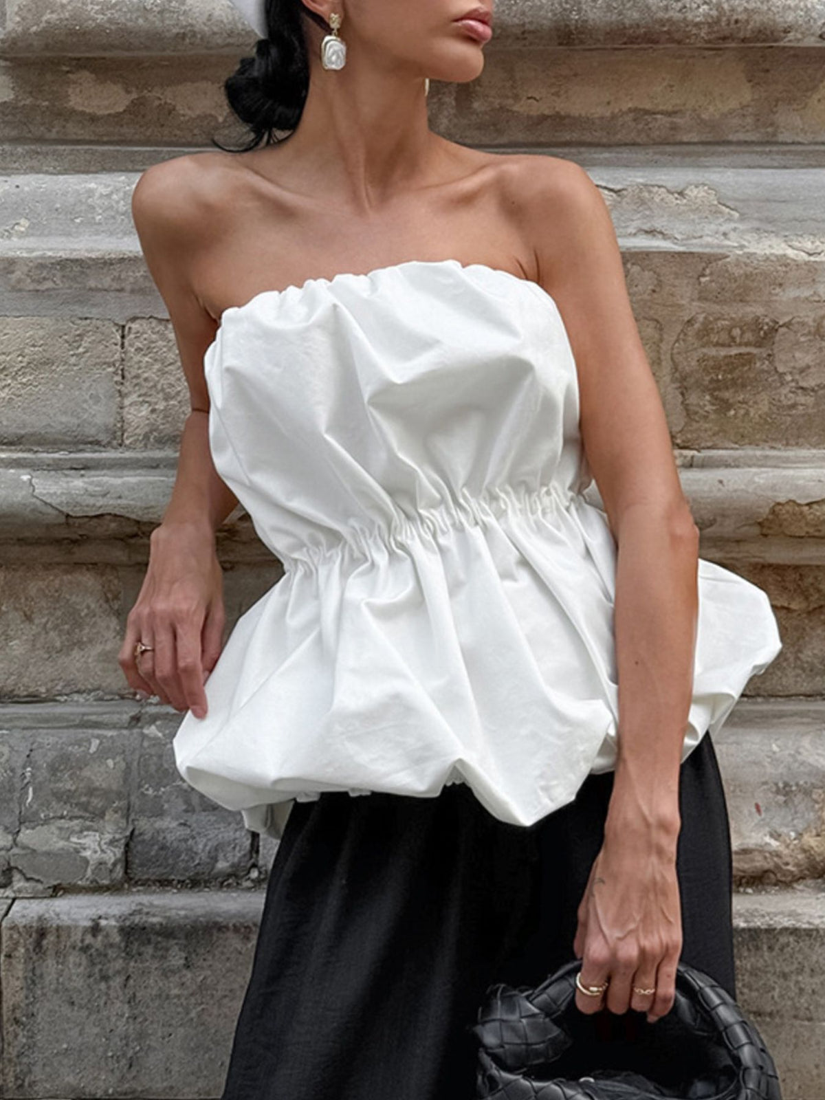Ruched Bubble Hem Tube Top at kamakhyaa.com by Trendsi. This item is Chic Charm, Ship From Overseas, Under $50