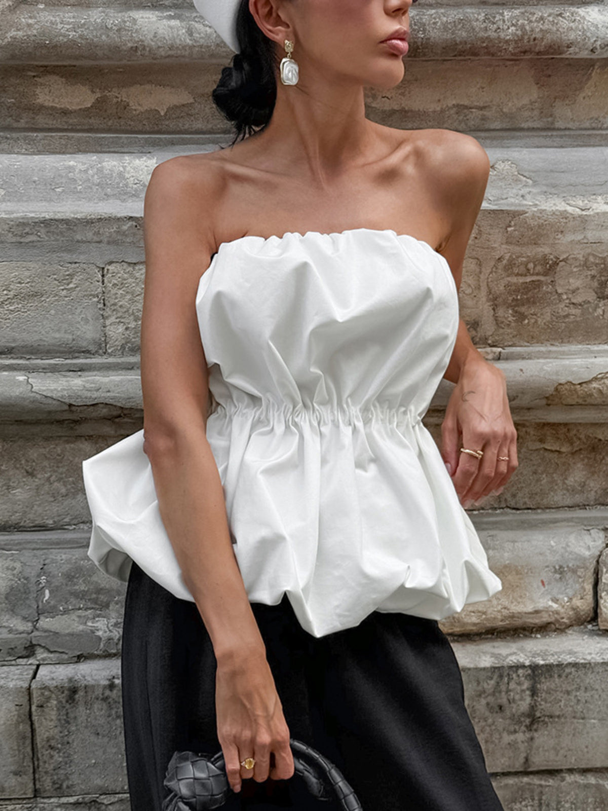 Ruched Bubble Hem Tube Top at kamakhyaa.com by Trendsi. This item is Chic Charm, Ship From Overseas, Under $50