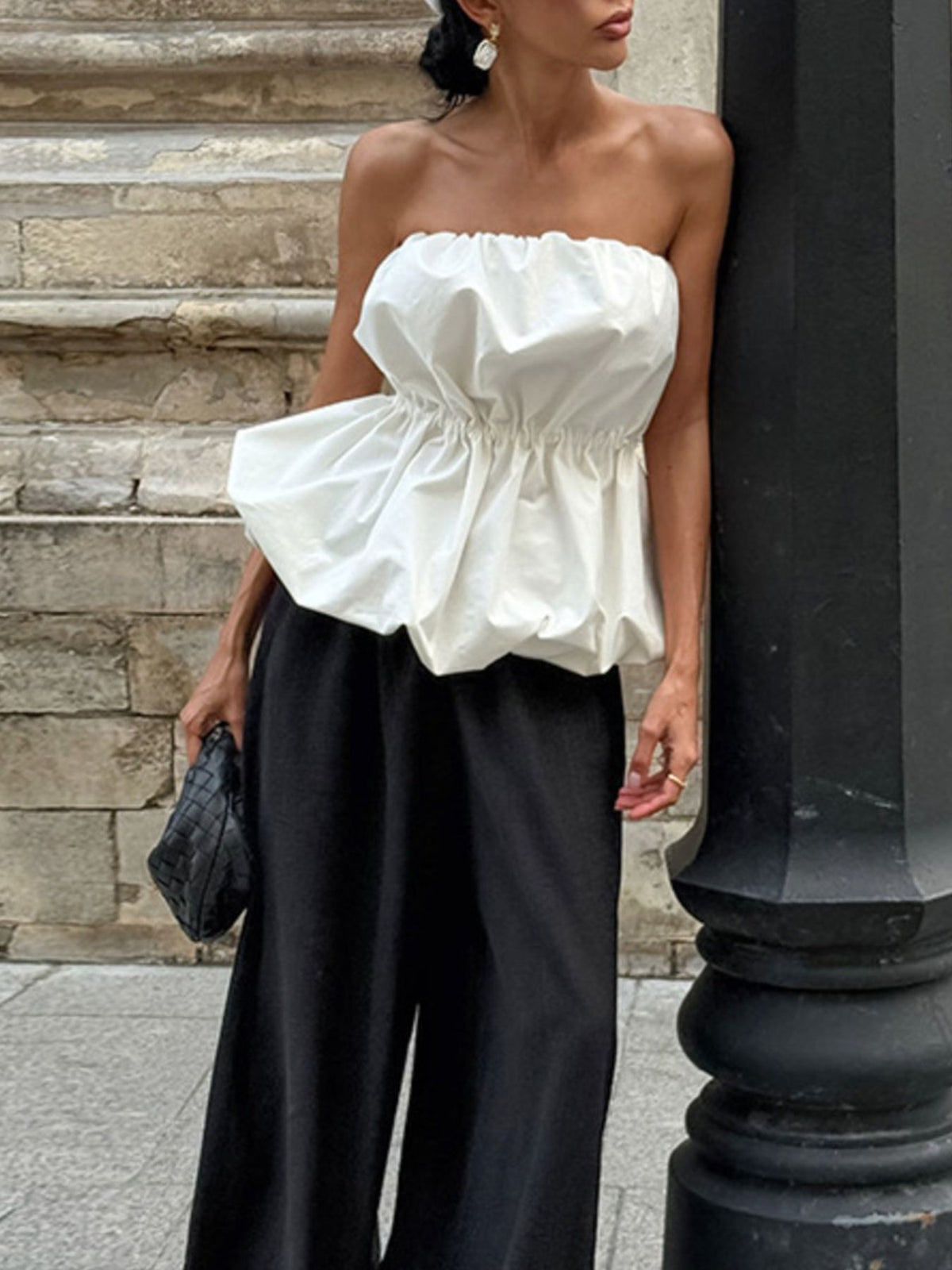 Ruched Bubble Hem Tube Top at kamakhyaa.com by Trendsi. This item is Chic Charm, Ship From Overseas, Under $50