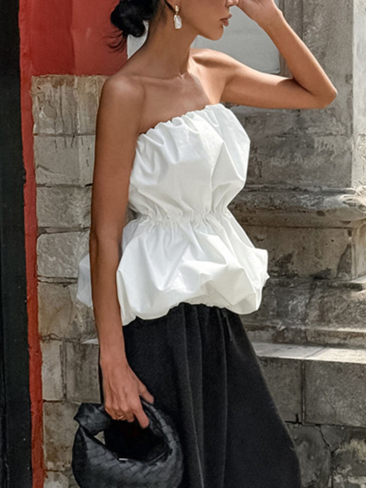 Ruched Bubble Hem Tube Top at kamakhyaa.com by Trendsi. This item is Chic Charm, Ship From Overseas, Under $50