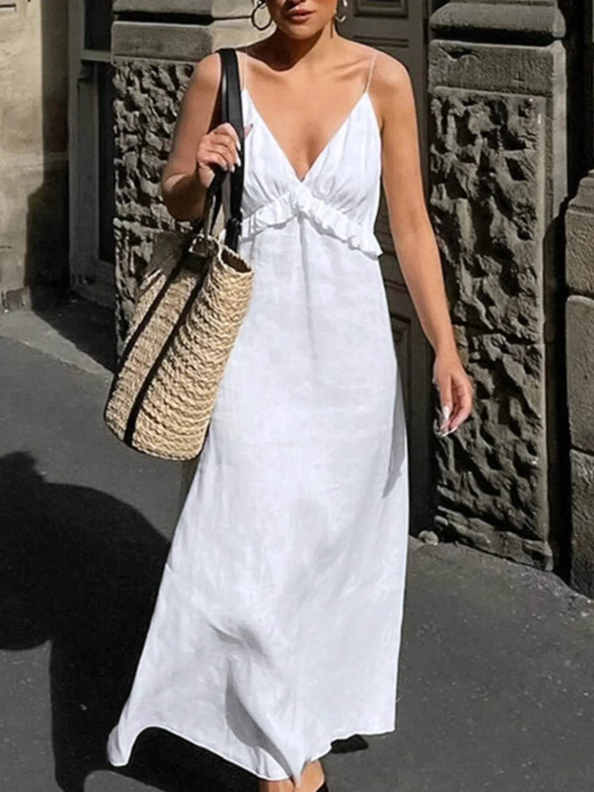 Ruffled V-Neck Maxi Dress at kamakhyaa.com by Trendsi. This item is OutdoorStyle, Ship From Overseas, Under $100