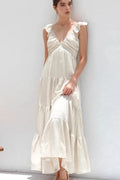 Ruffled V-Neck Tiered Dress at kamakhyaa.com by Trendsi. This item is Denim Heritage, Ship From Overseas, Under $50