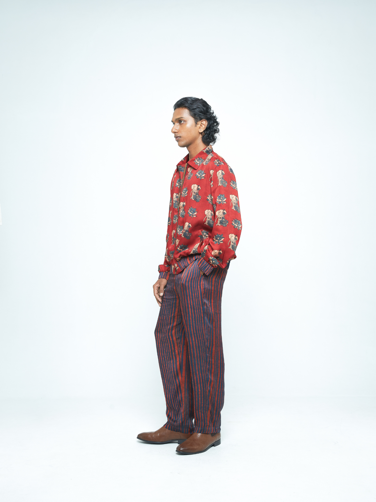 Rustic Bomber at Kamakhyaa by Anushé Pirani. This item is Bloom After Dark by Anushe Pirani, Jackets, Menswear, Midnight Blueprint, Under $50