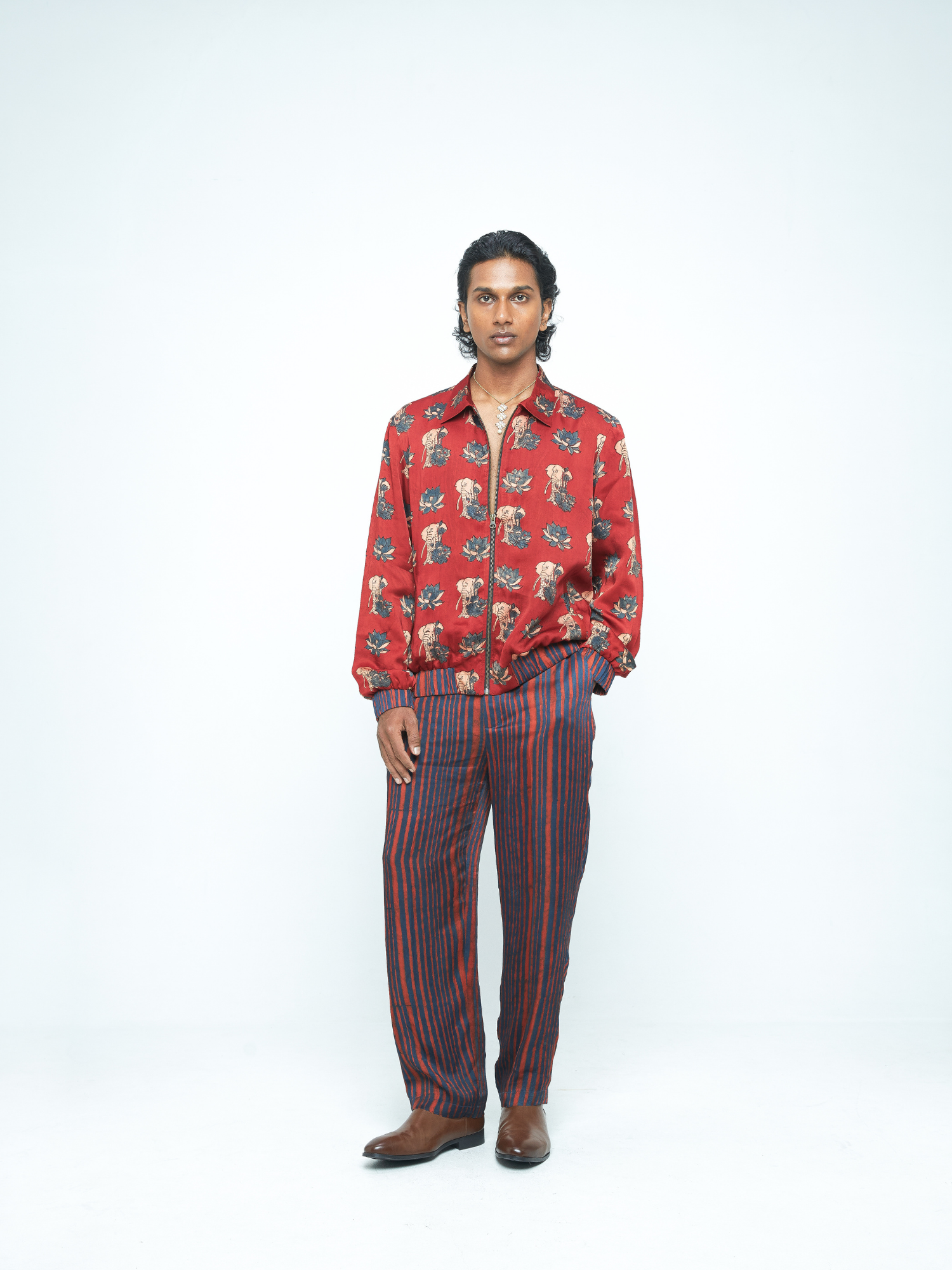 Rustic Bomber at Kamakhyaa by Anushé Pirani. This item is Bloom After Dark by Anushe Pirani, Jackets, Menswear, Midnight Blueprint, Under $50