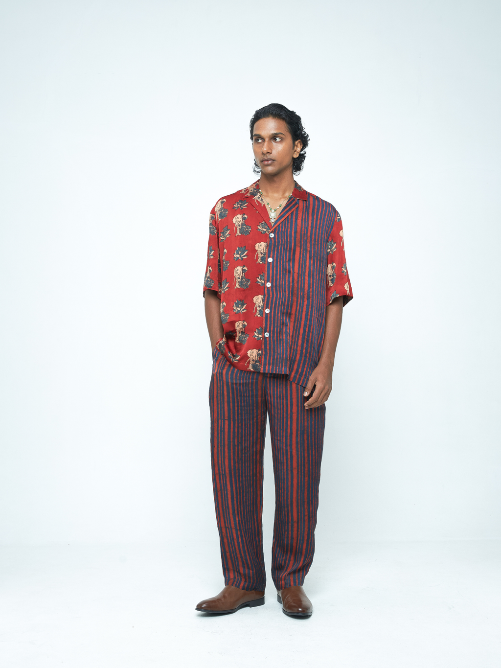 Rustic Tapered Pants at Kamakhyaa by Anushé Pirani. This item is Bloom After Dark by Anushe Pirani, Menswear, Midnight Blueprint, Pants, Under $50