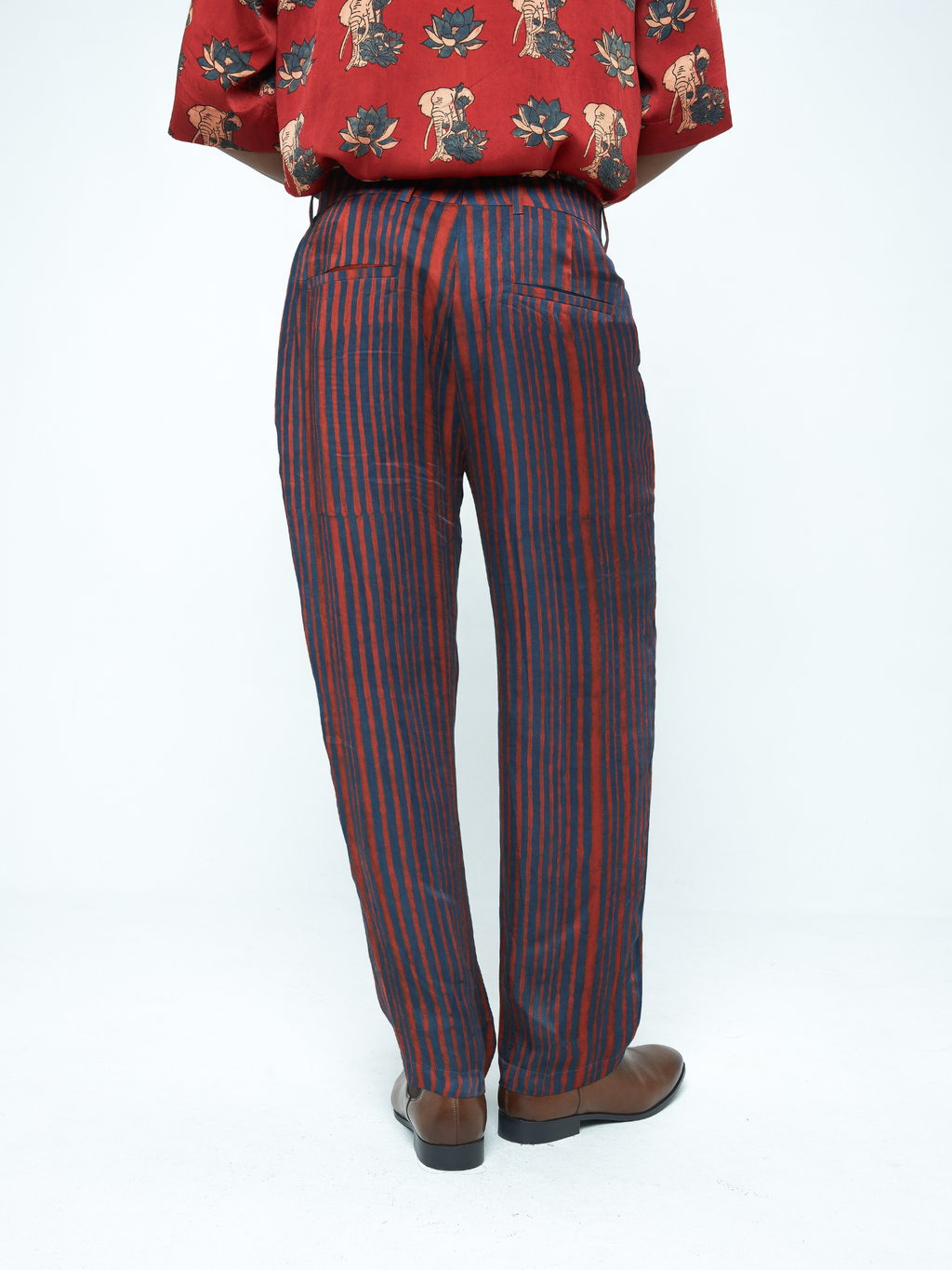Rustic Tapered Pants at Kamakhyaa by Anushé Pirani. This item is Bloom After Dark by Anushe Pirani, Menswear, Midnight Blueprint, Pants, Under $50