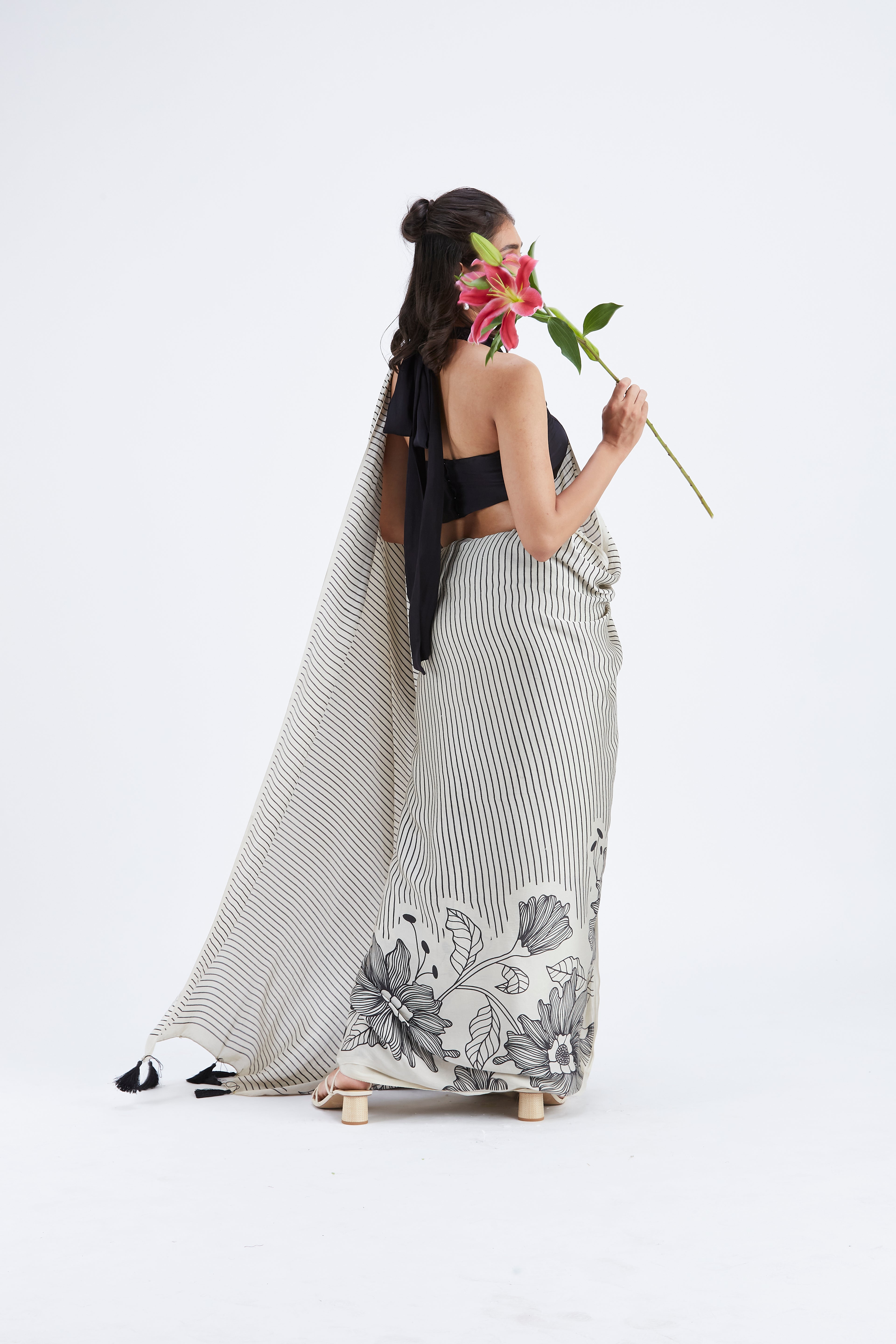 Savana Modal Saree at Kamakhyaa by Hasttvam. This item is Ete by Hasttvam, Floral Prints, Hand Printed, Modal, Under $50, Wedding Wear, Womenswear