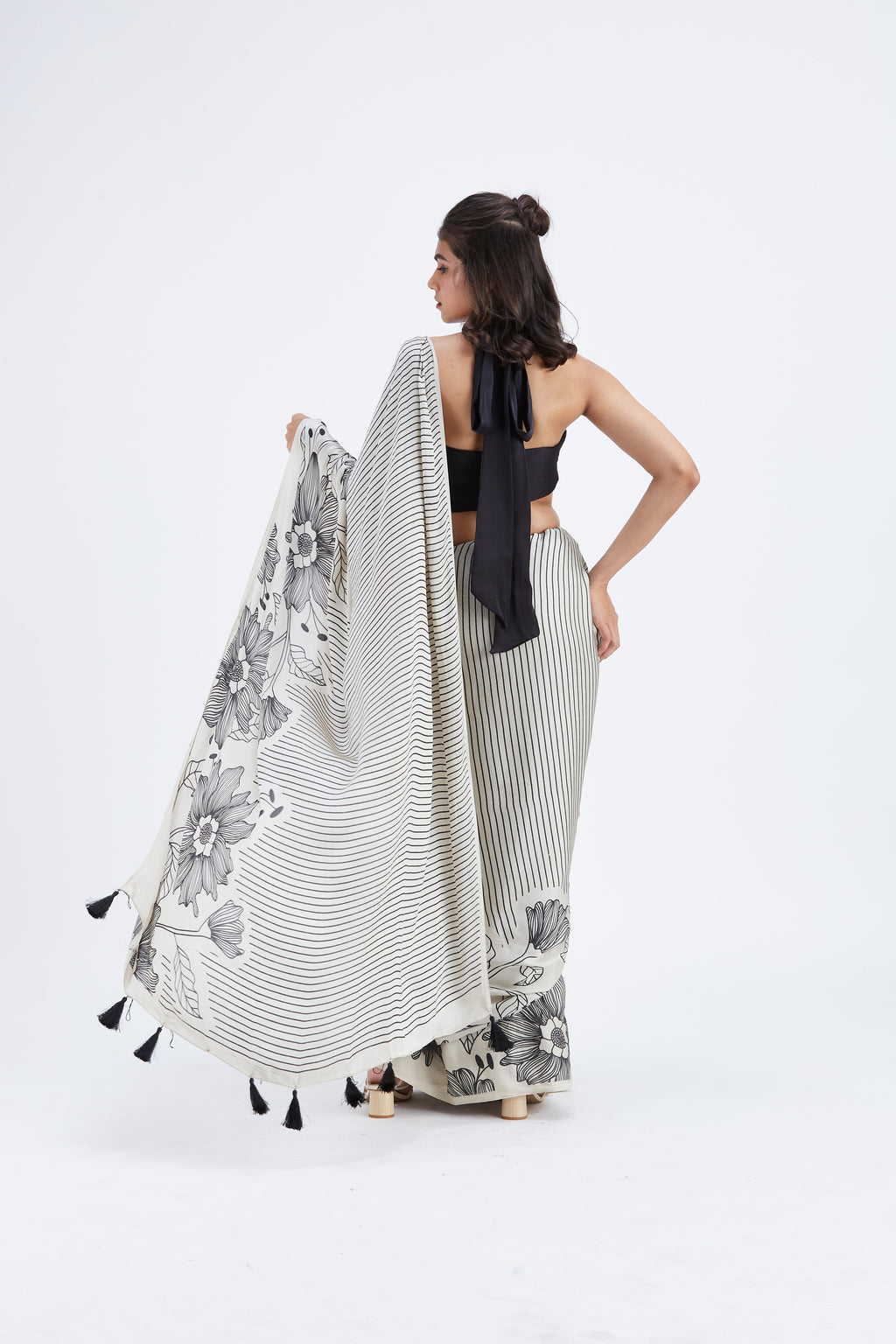 Savana Modal Saree at Kamakhyaa by Hasttvam. This item is Ete by Hasttvam, Floral Prints, Hand Printed, Modal, Under $50, Wedding Wear, Womenswear