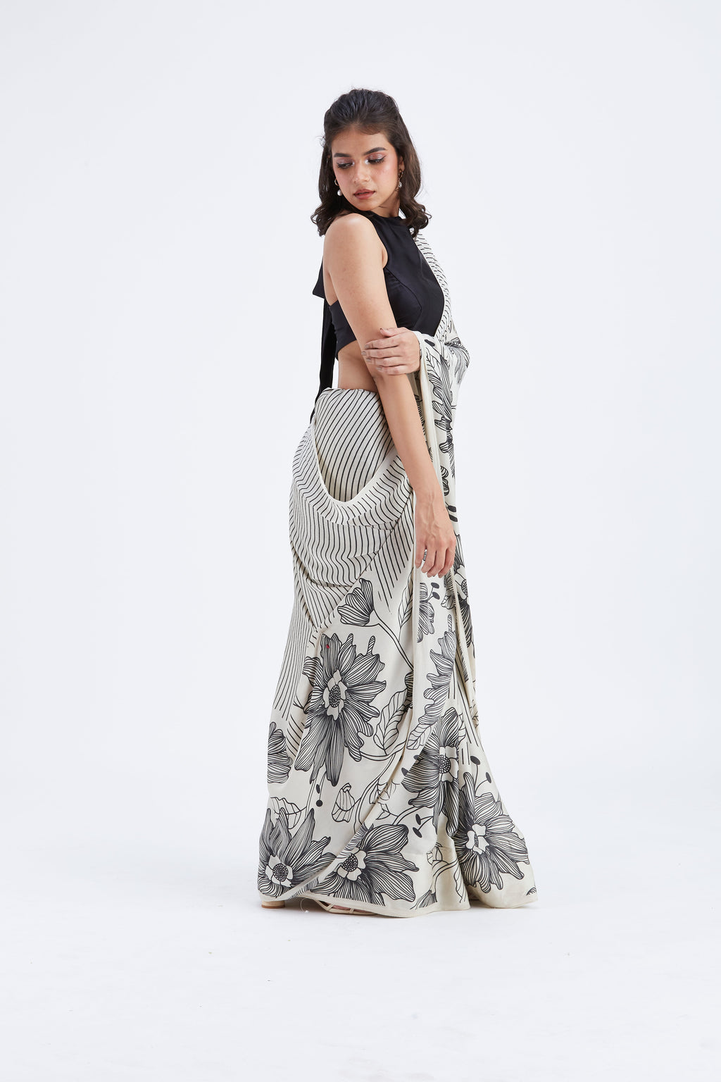 Savana Modal Saree at Kamakhyaa by Hasttvam. This item is Ete by Hasttvam, Floral Prints, Hand Printed, Modal, Under $50, Wedding Wear, Womenswear