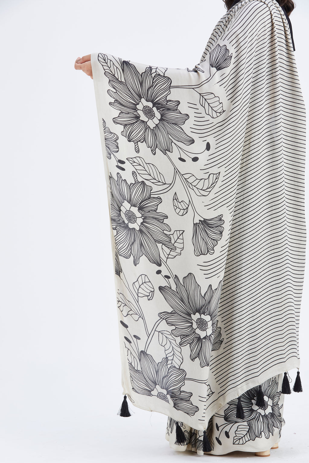 Savana Modal Saree at Kamakhyaa by Hasttvam. This item is Ete by Hasttvam, Floral Prints, Hand Printed, Modal, Under $50, Wedding Wear, Womenswear