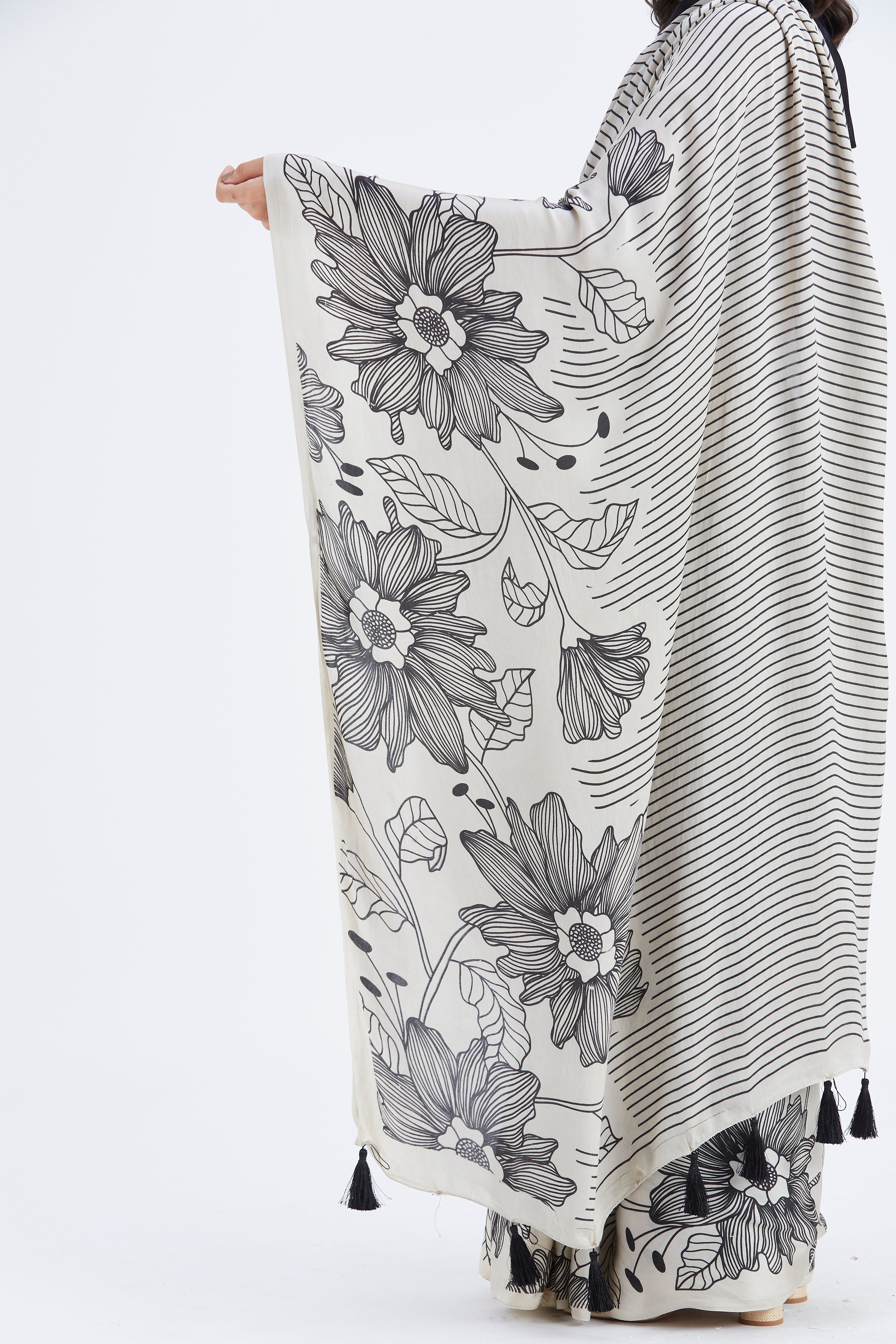 Savana Modal Saree at Kamakhyaa by Hasttvam. This item is Ete by Hasttvam, Floral Prints, Hand Printed, Modal, Under $50, Wedding Wear, Womenswear