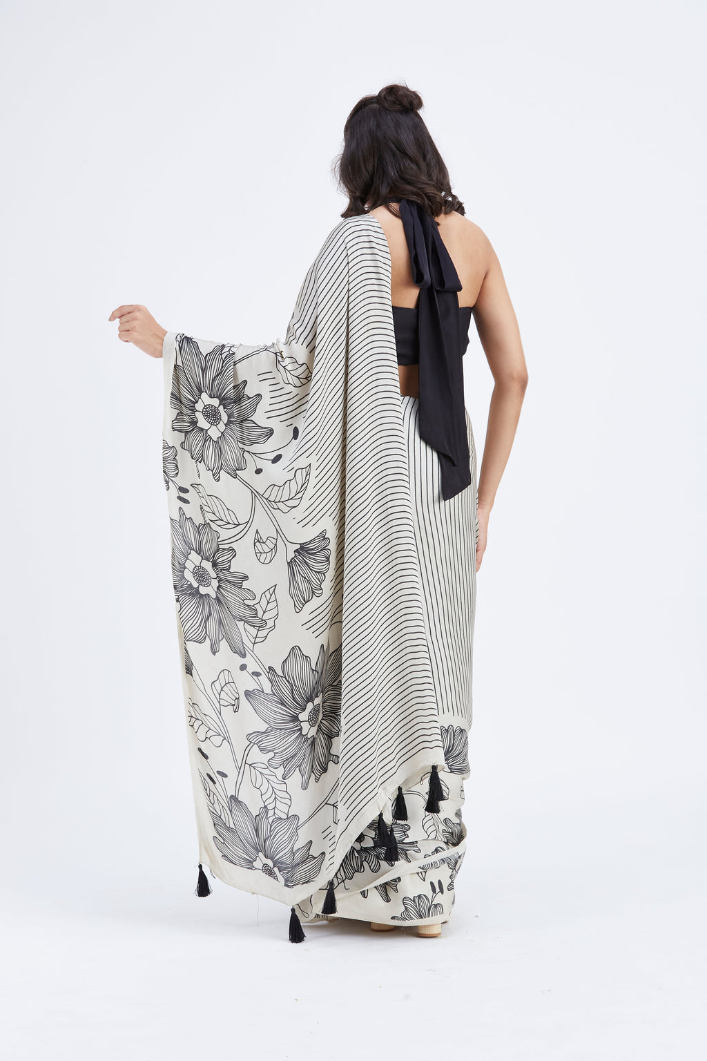 Savana Modal Saree at Kamakhyaa by Hasttvam. This item is Ete by Hasttvam, Floral Prints, Hand Printed, Modal, Under $50, Wedding Wear, Womenswear