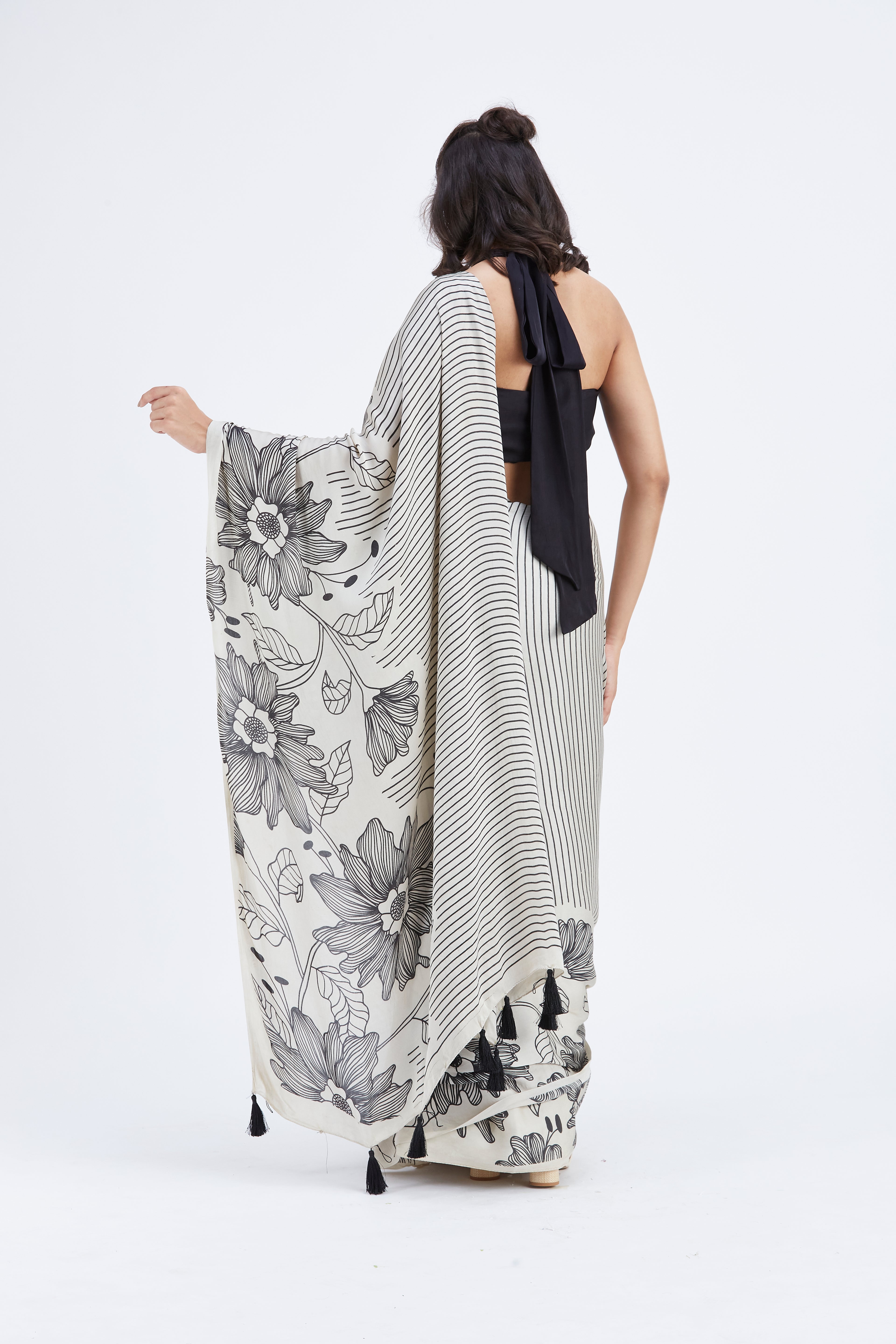 Savana Modal Saree at Kamakhyaa by Hasttvam. This item is Ete by Hasttvam, Floral Prints, Hand Printed, Modal, Under $50, Wedding Wear, Womenswear