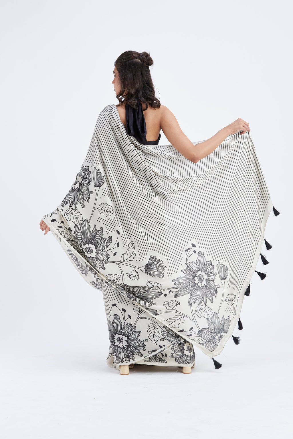 Savana Modal Saree at Kamakhyaa by Hasttvam. This item is Ete by Hasttvam, Floral Prints, Hand Printed, Modal, Under $50, Wedding Wear, Womenswear