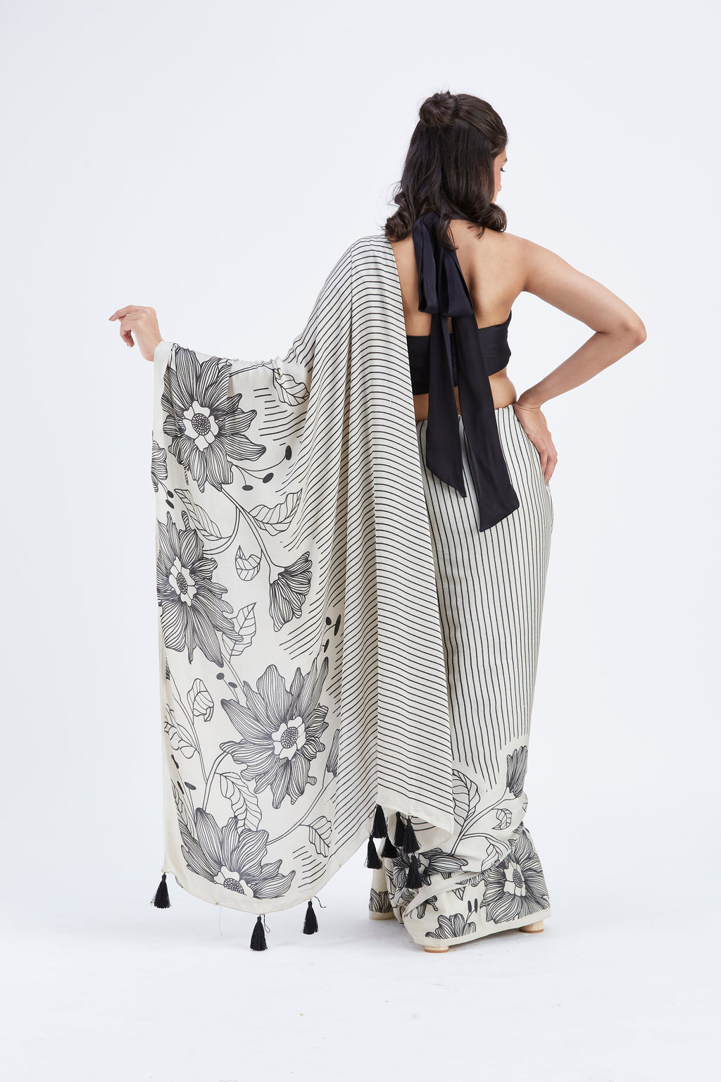 Savana Modal Saree at Kamakhyaa by Hasttvam. This item is Ete by Hasttvam, Floral Prints, Hand Printed, Modal, Under $50, Wedding Wear, Womenswear