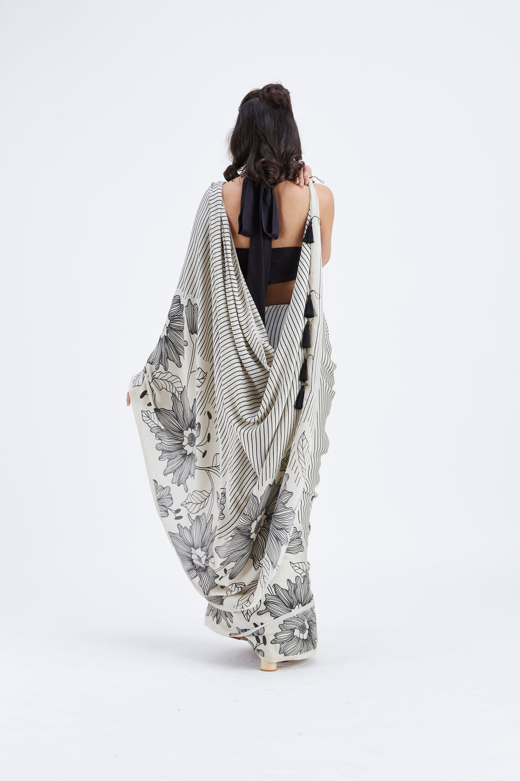 Savana Modal Saree at Kamakhyaa by Hasttvam. This item is Ete by Hasttvam, Floral Prints, Hand Printed, Modal, Under $50, Wedding Wear, Womenswear