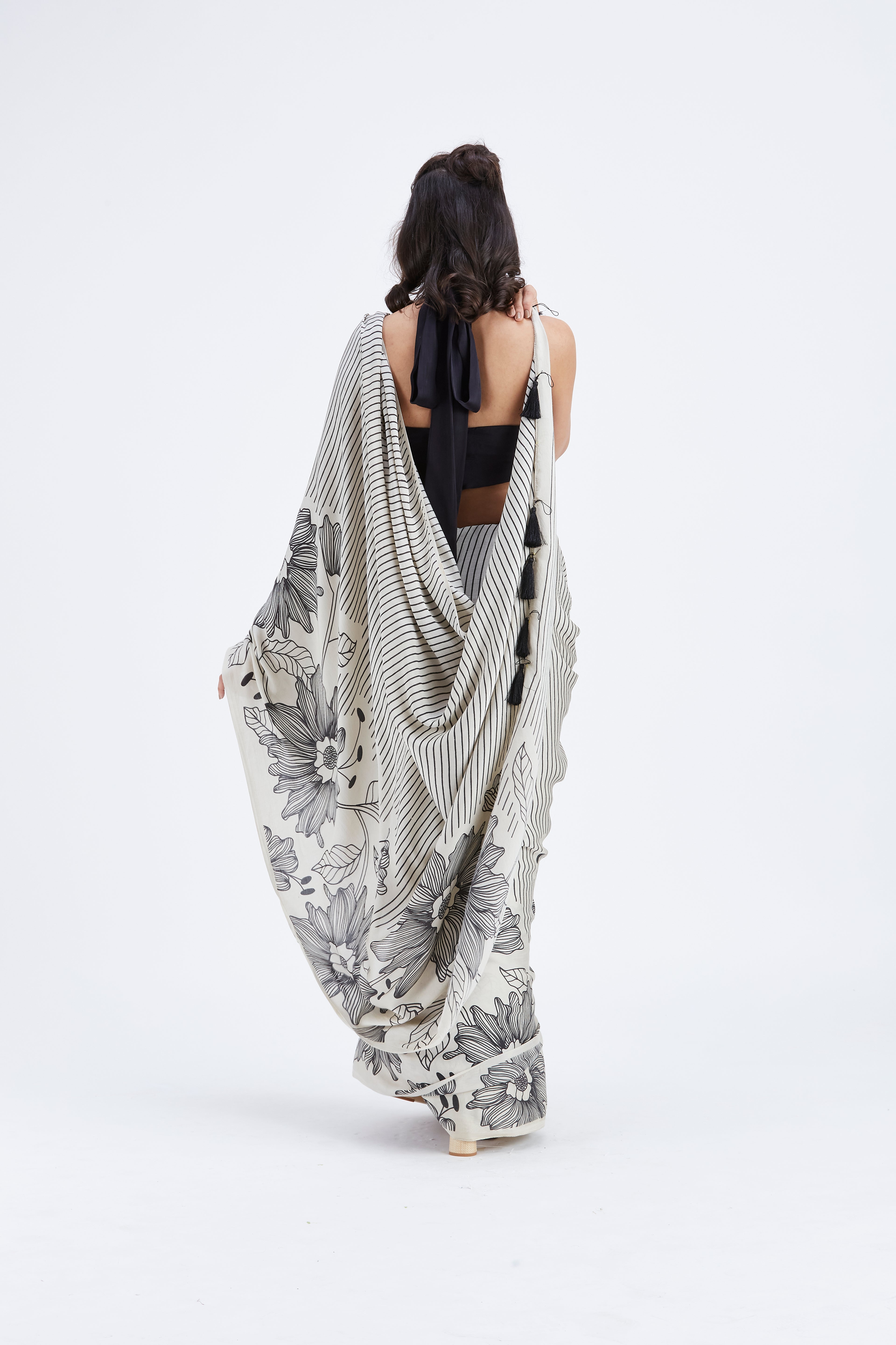 Savana Modal Saree at Kamakhyaa by Hasttvam. This item is Ete by Hasttvam, Floral Prints, Hand Printed, Modal, Under $50, Wedding Wear, Womenswear