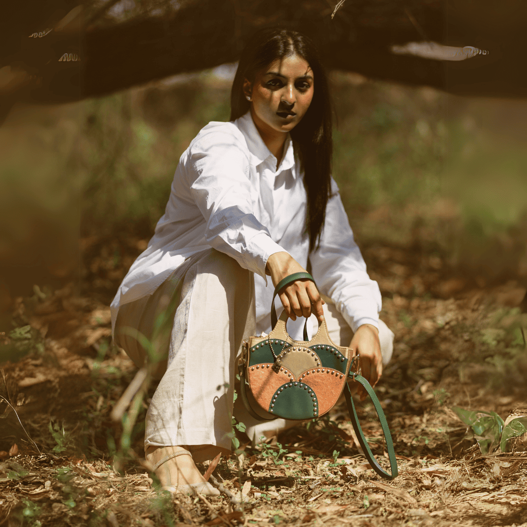 Savannah Vegan Leather Sling - Gold at Kamakhyaa by Green Hermitage. This item is A Walk in the Forest by Green Hermitage, Banana Leather, Green, Sling Bags, Under $50