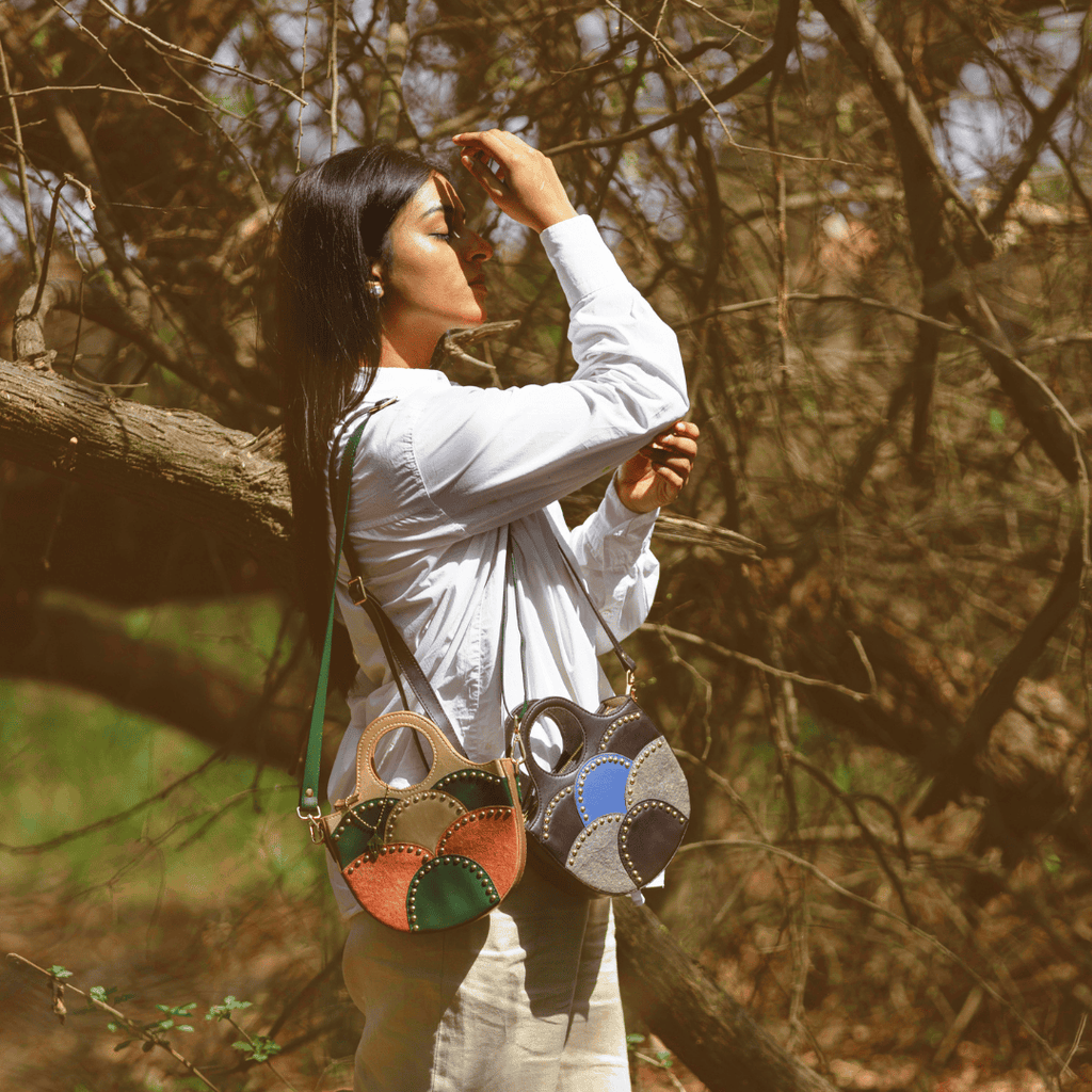 Savannah Vegan Leather Sling - Gold at Kamakhyaa by Green Hermitage. This item is A Walk in the Forest by Green Hermitage, Banana Leather, Green, Sling Bags, Under $50