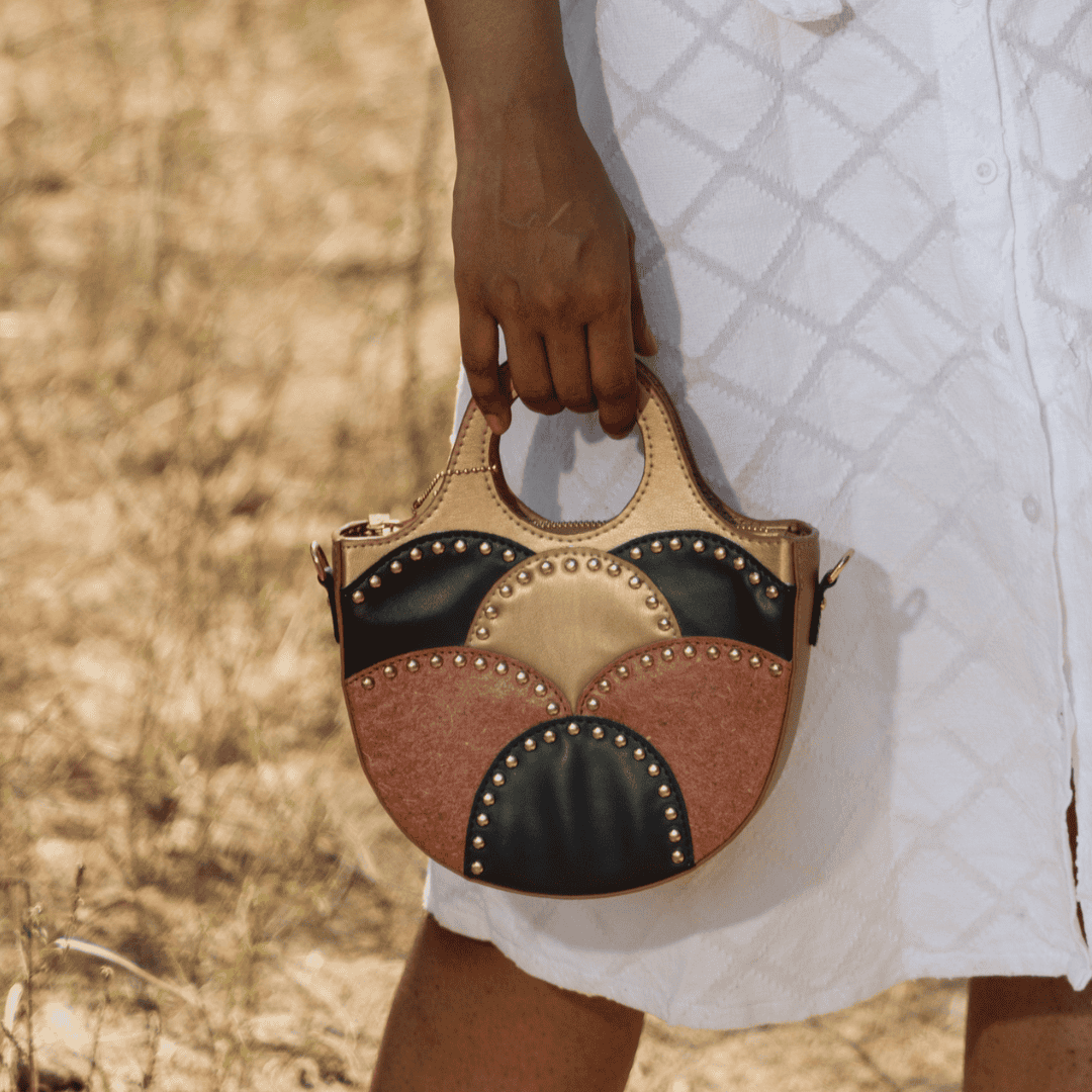 Savannah Vegan Leather Sling - Gold at Kamakhyaa by Green Hermitage. This item is A Walk in the Forest by Green Hermitage, Banana Leather, Green, Sling Bags, Under $50