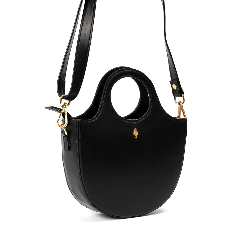 Savannah Vegan Leather Sling at Kamakhyaa by Green Hermitage. This item is A Walk in the Forest by Green Hermitage, Banana Leather, Black, Sling Bags, Under $50