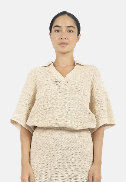 Sedona Crochet Polo Top-Natural at Kamakhyaa by 1 People. This item is 