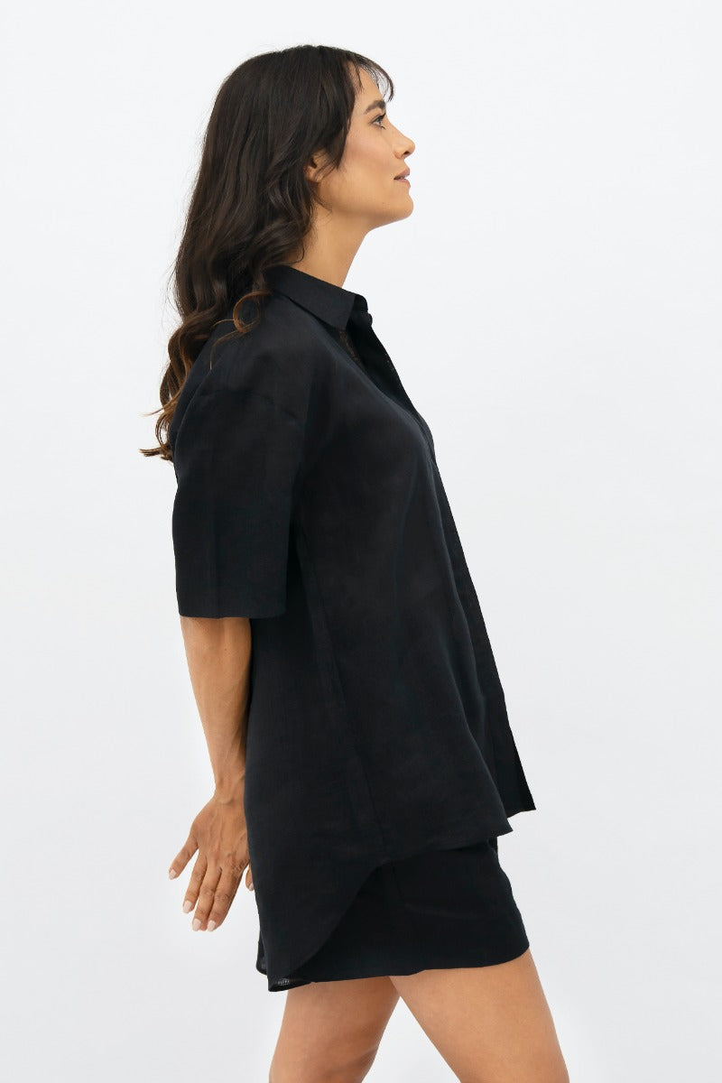 Seville  - Short Sleeves Shirt - Licorice