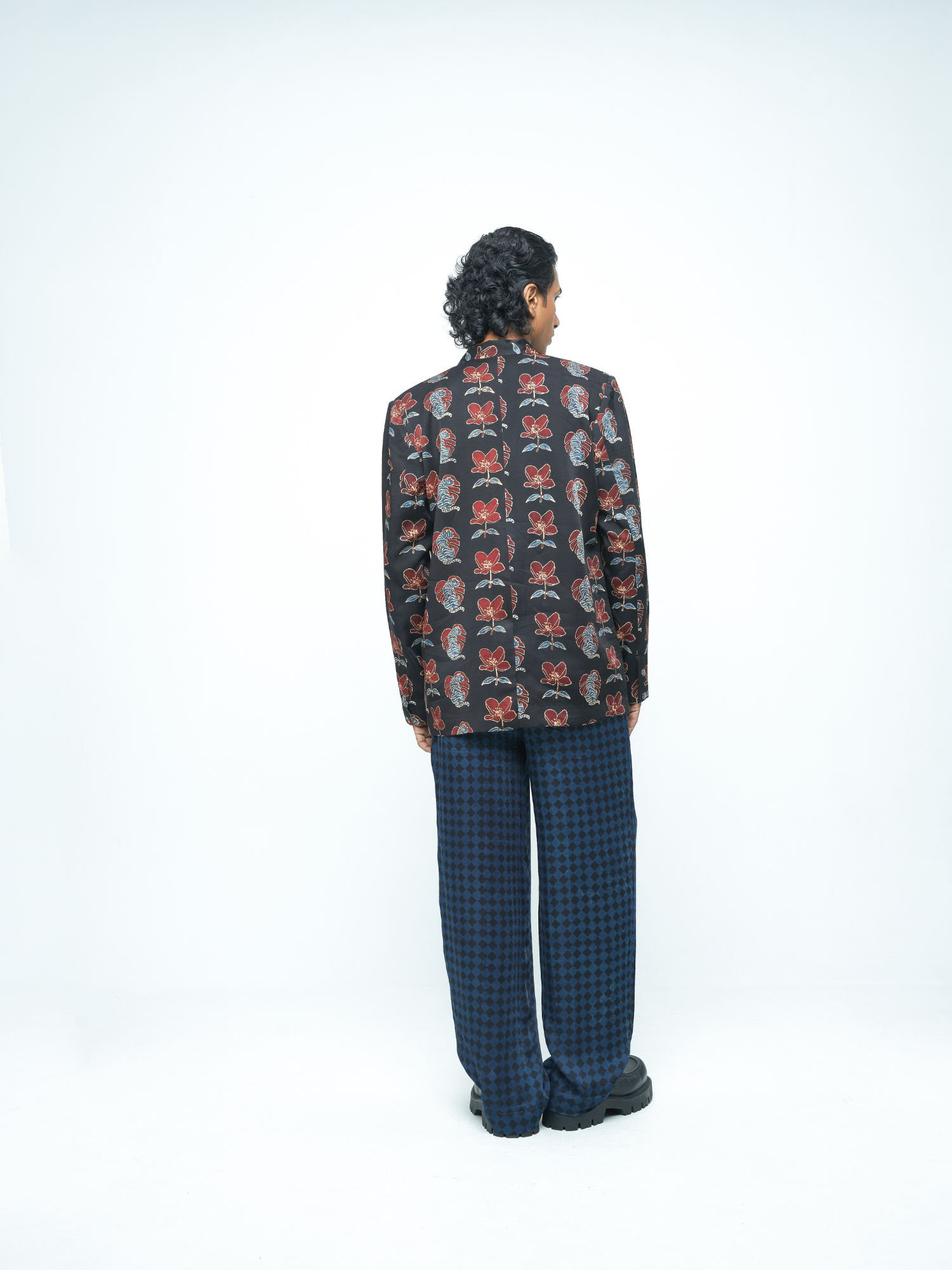 Shadow Pleat Pants at Kamakhyaa by Anushé Pirani. This item is Bloom After Dark by Anushe Pirani, Menswear, Midnight Blueprint, Pants, Under $50