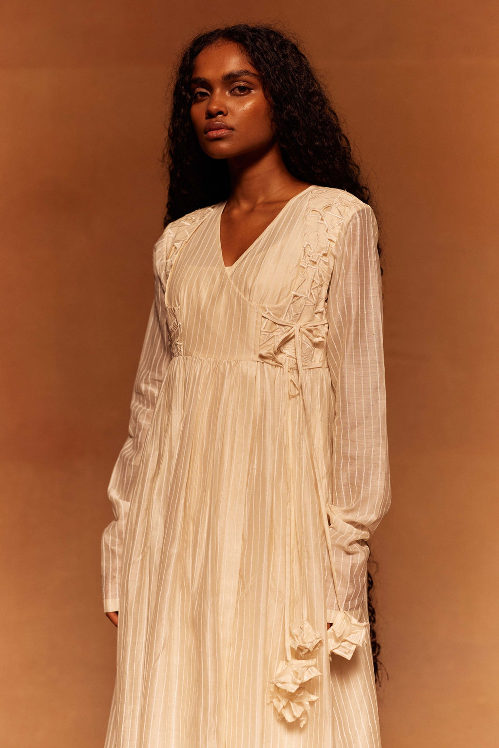 Shibuni Angrakha + Slip at Kamakhyaa by Ahmev. This item is Angarakha, Cotton Silk, Dress, Embroidered, Ivory, Maximum Minimum by Ahmev, Relaxed Fit, Womenswear