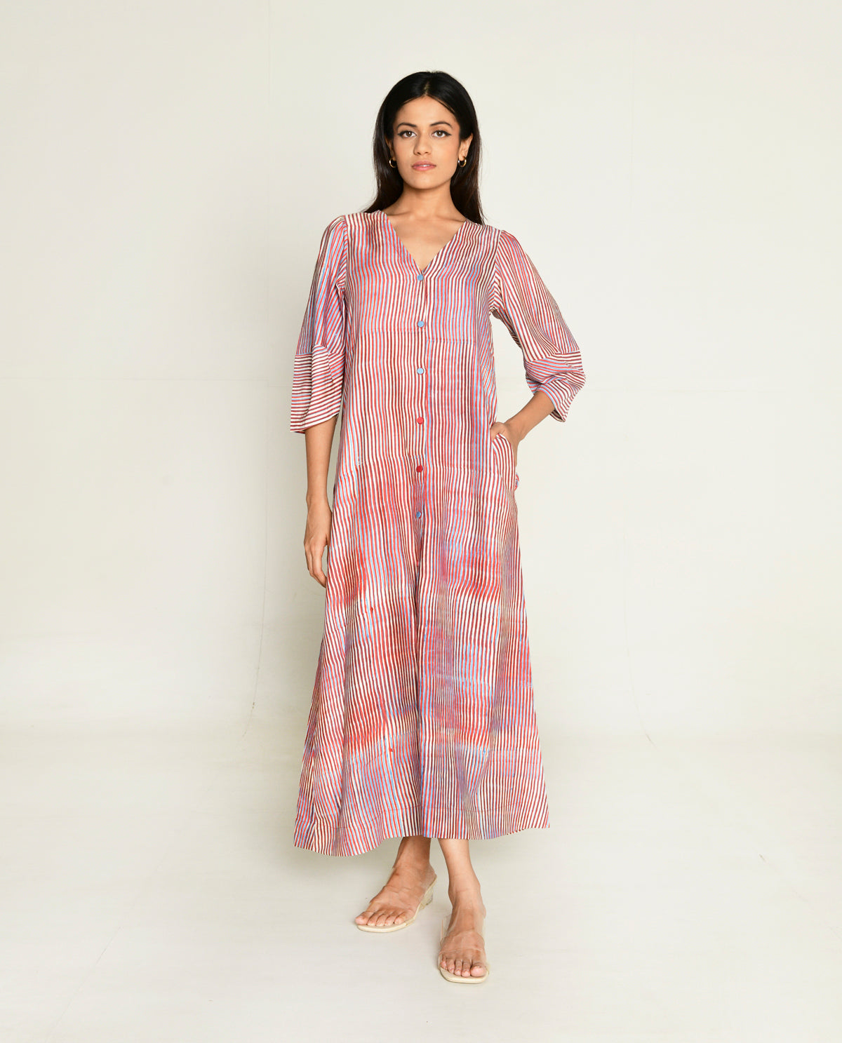 Shirt Dress at Kamakhyaa by Rias Jaipur. This item is Bhram by Rias Jaipur, Casual Wear, Cotton bemberg, Multicolor, Organic, Regular Fit, Shirt Dresses, Striped