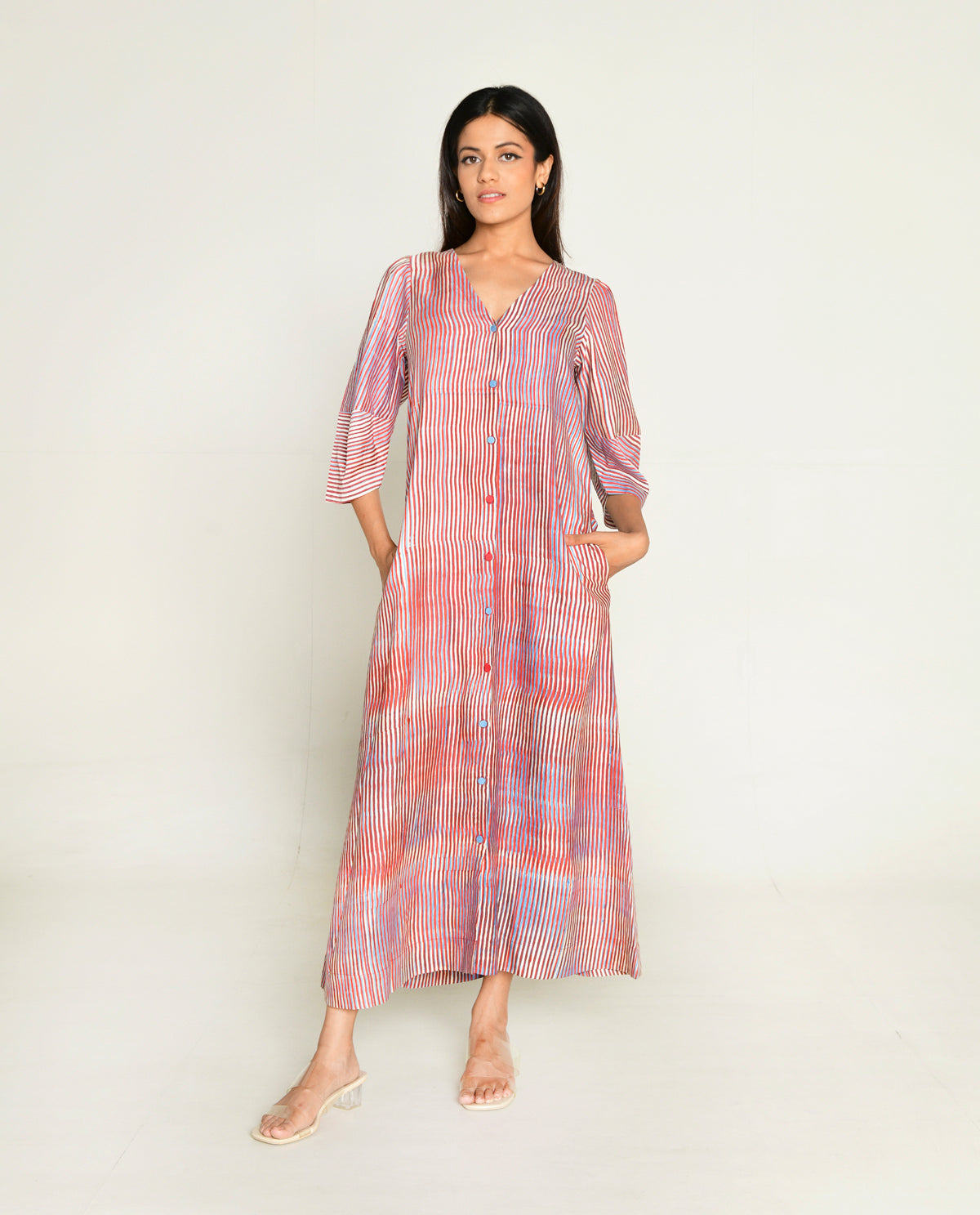 Shirt Dress at Kamakhyaa by Rias Jaipur. This item is Bhram by Rias Jaipur, Casual Wear, Cotton bemberg, Multicolor, Organic, Regular Fit, Shirt Dresses, Striped