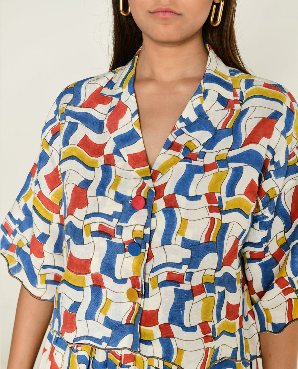 Shirt With Skirt at Kamakhyaa by Rias Jaipur. This item is Bhram by Rias Jaipur, Block Prints, Casual Wear, Linen Tencil, Multicolor, Regular Fit, Top Skirt Sets, Toxin free