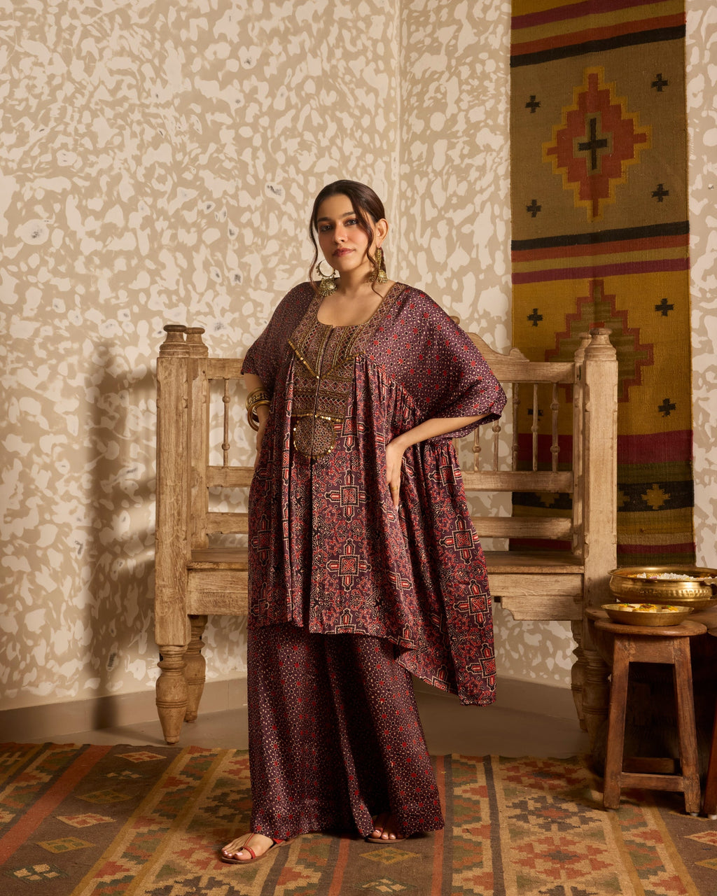 Short Kaftan Set at Kamakhyaa by Akashi Clothing. This item is Ajrakh by Akashi Clothing, Under $100