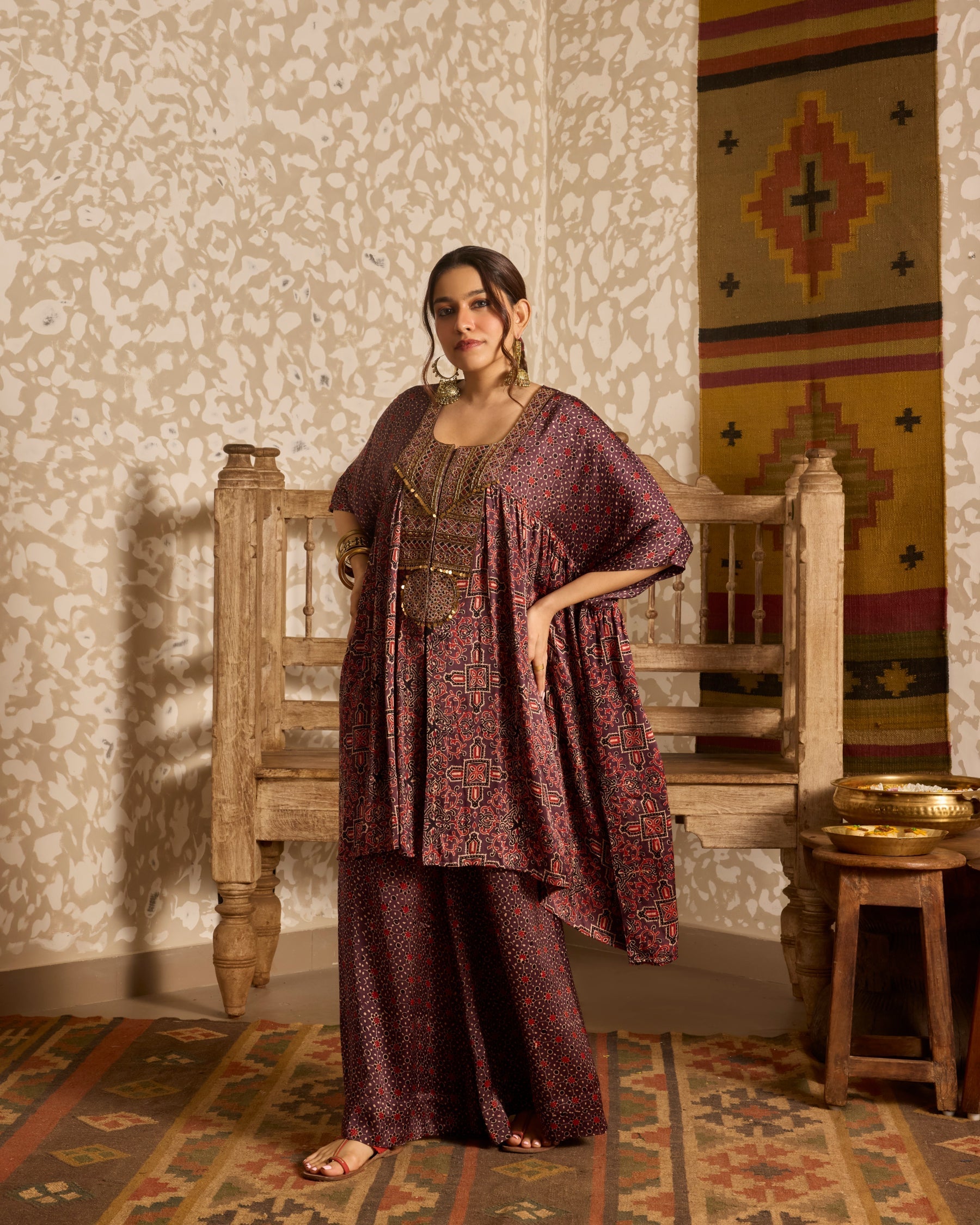 Short Kaftan Set at Kamakhyaa by Akashi Clothing. This item is Ajrakh by Akashi Clothing, Under $100