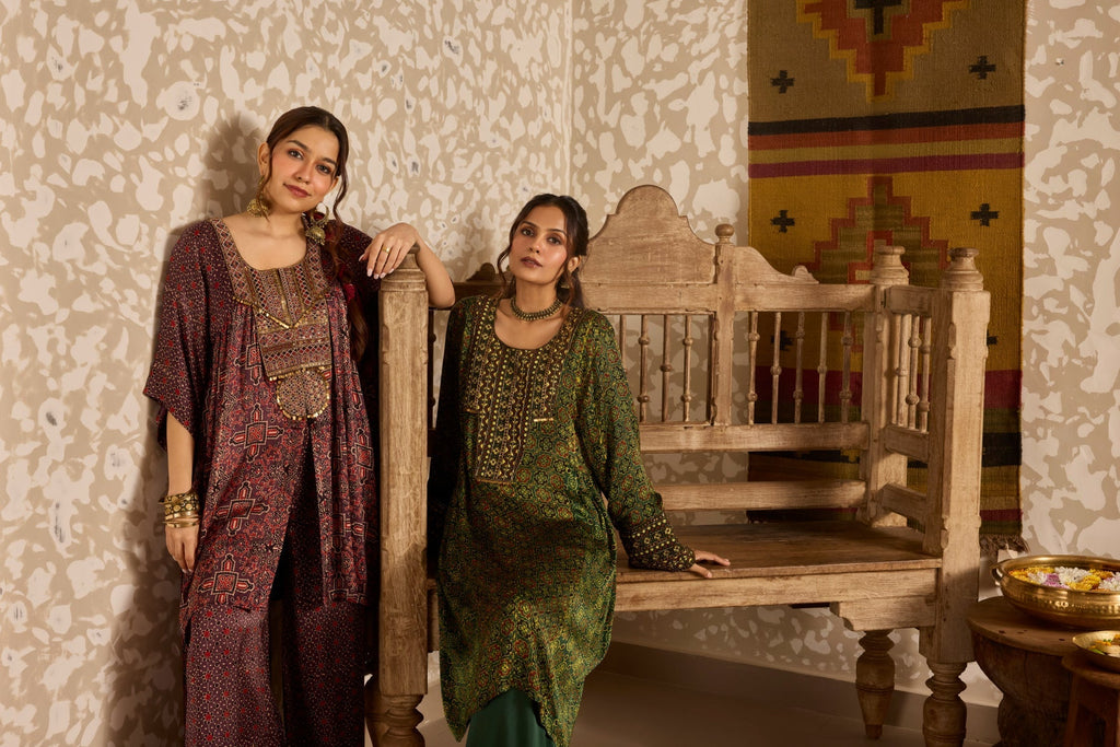 Short Kaftan Set at Kamakhyaa by Akashi Clothing. This item is Ajrakh by Akashi Clothing, Under $100